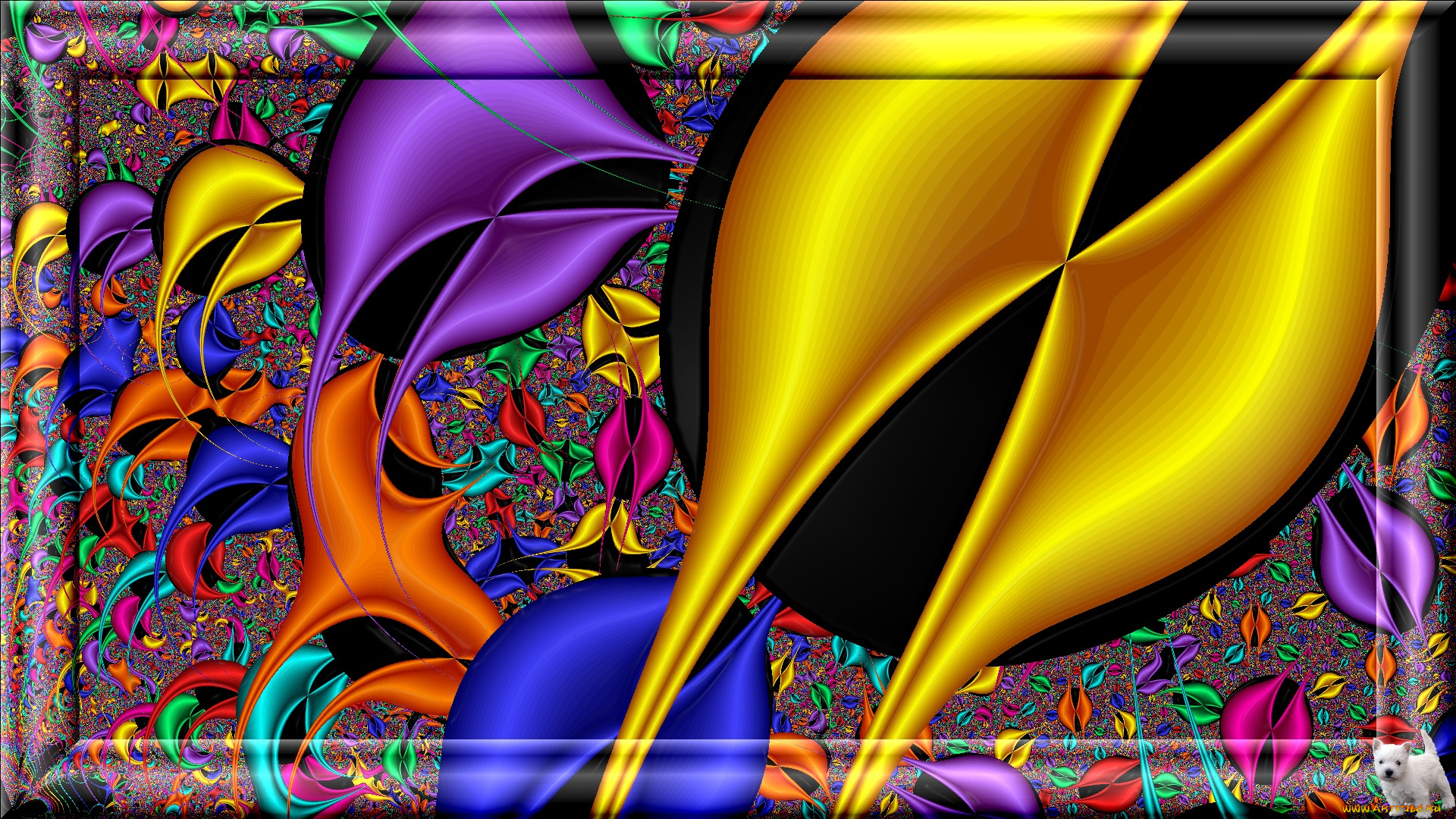 3д, графика, fractal, фракталы, узор, цвета, щенок