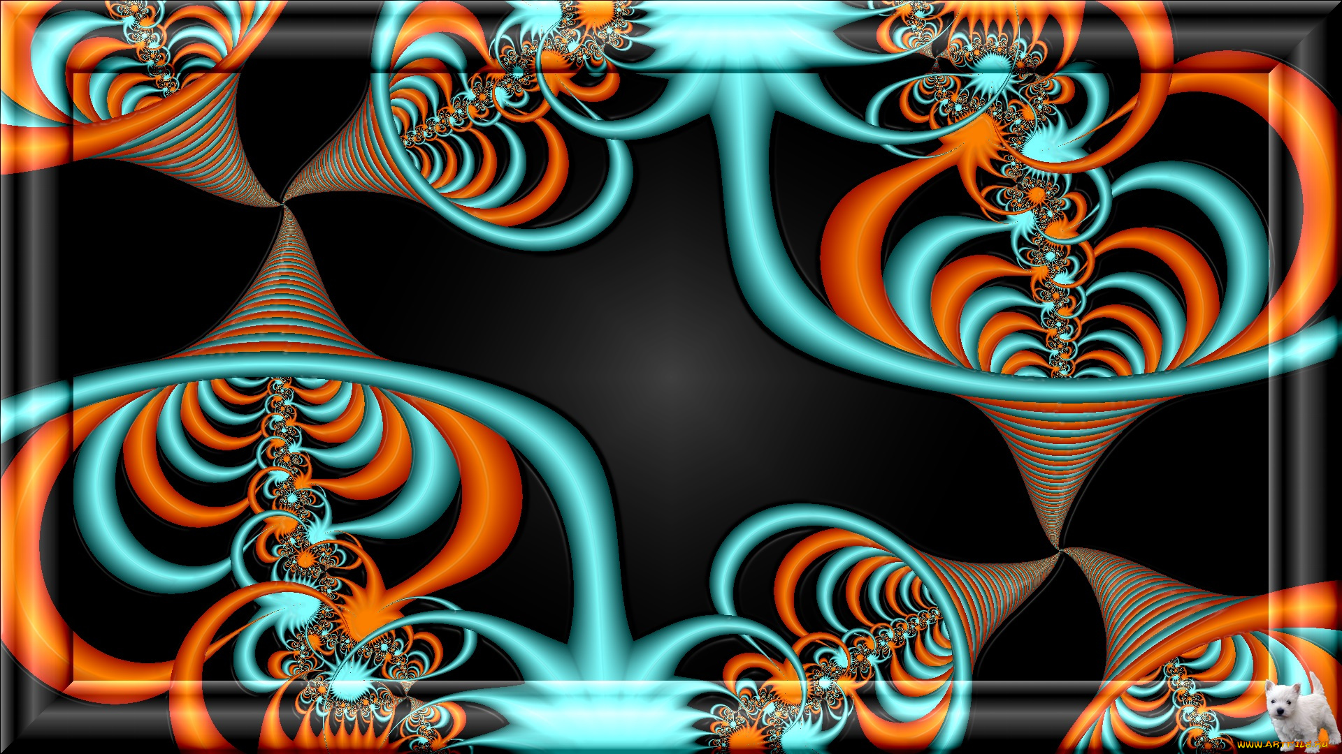 3д, графика, fractal, фракталы, узор, цвета, щенок