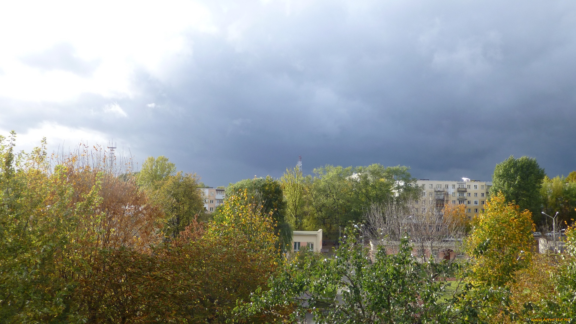 города, тучи, город, природа