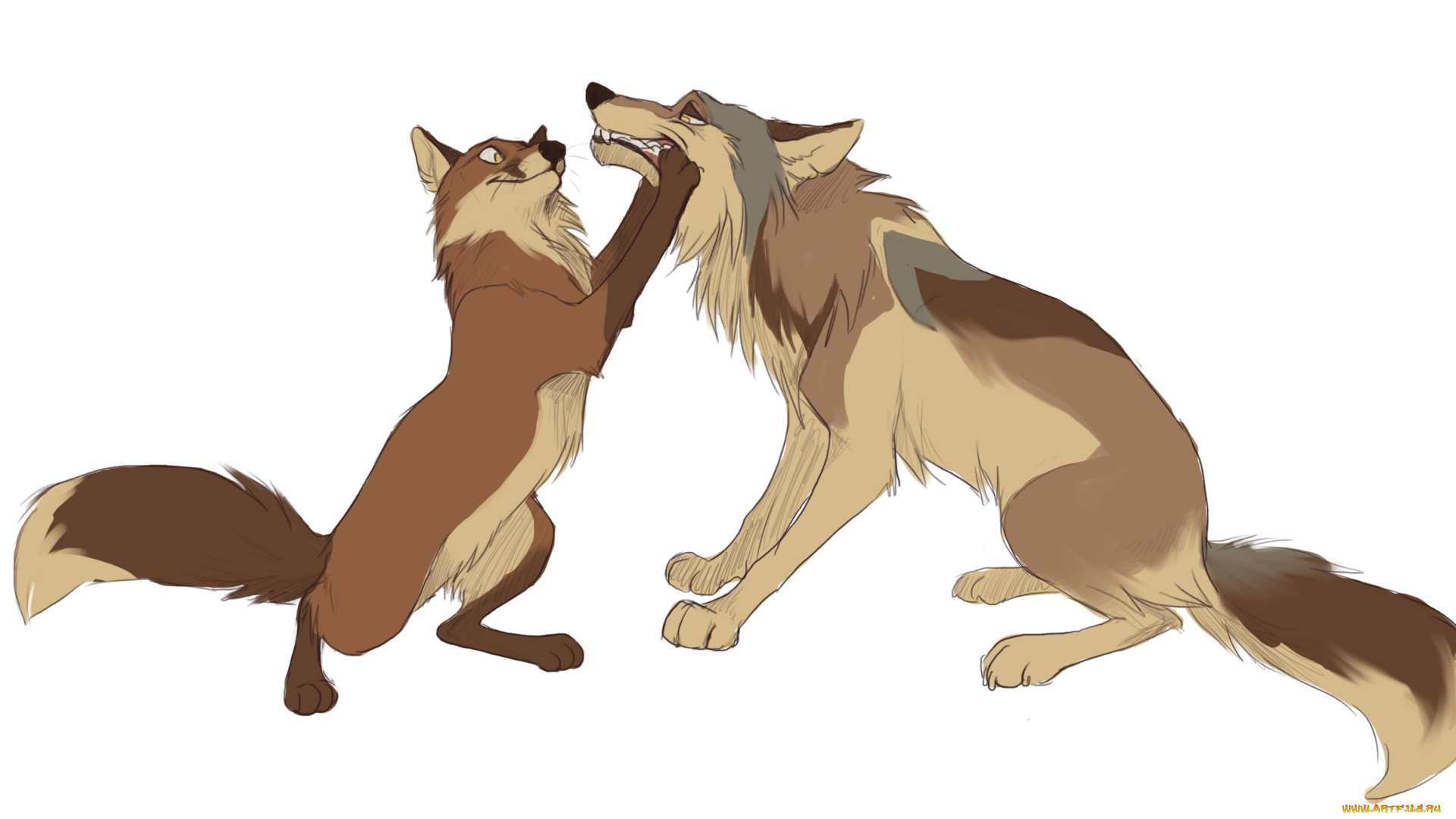 рисованные, животные, сказочные, мифические, волки