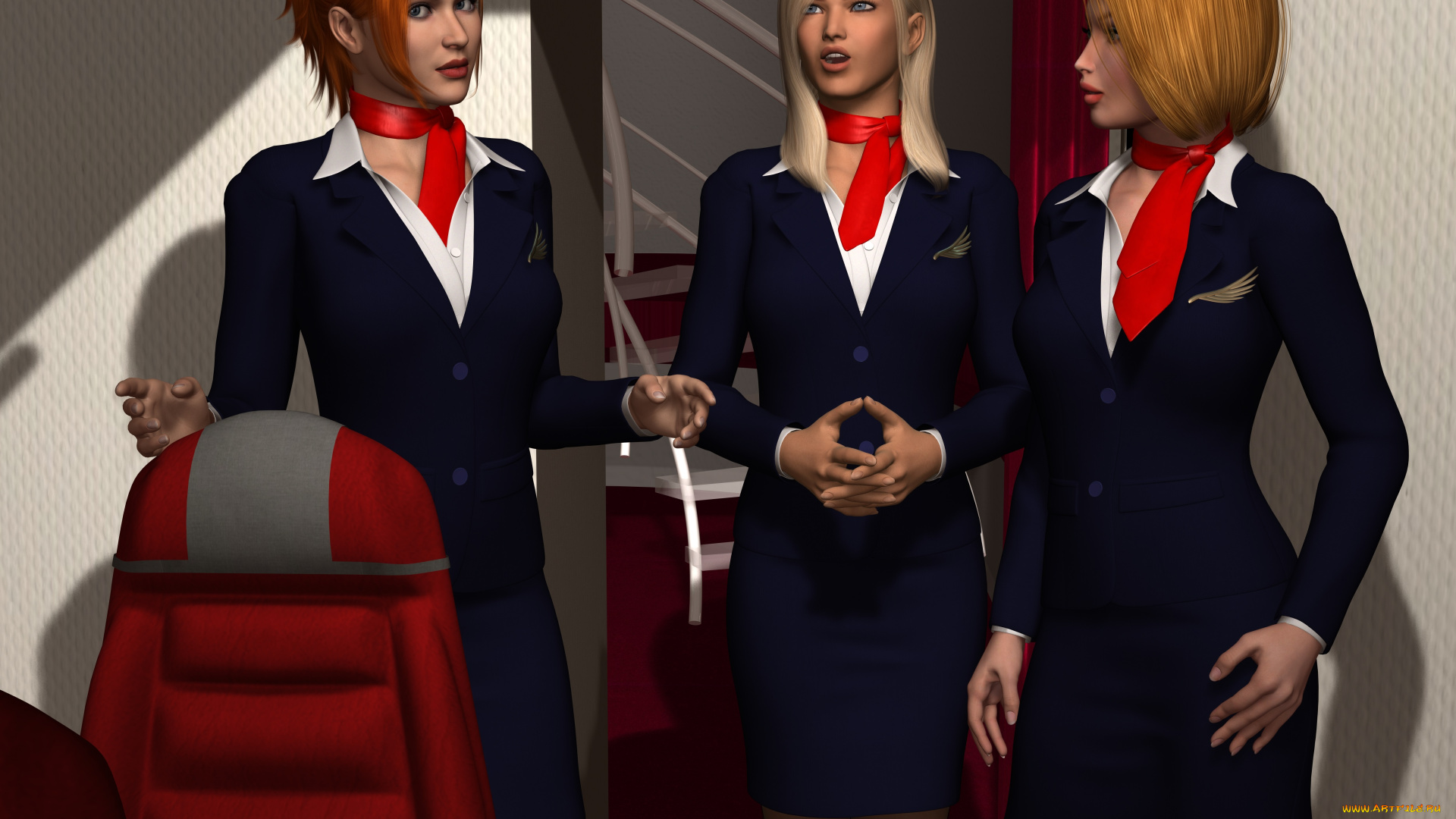 3д, графика, фантазия, , fantasy, девушки, разговор, взгляд