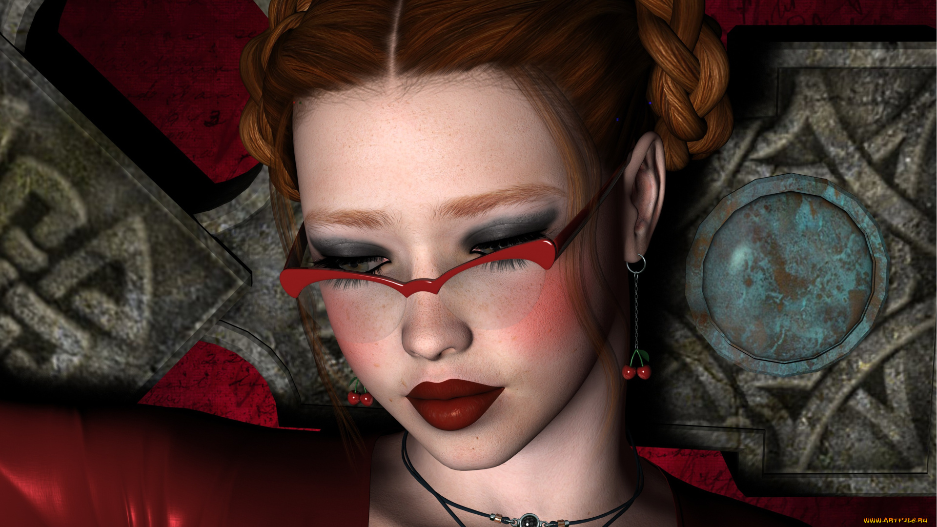 3д, графика, портрет, , portraits, очки, фон, взгляд, девушка