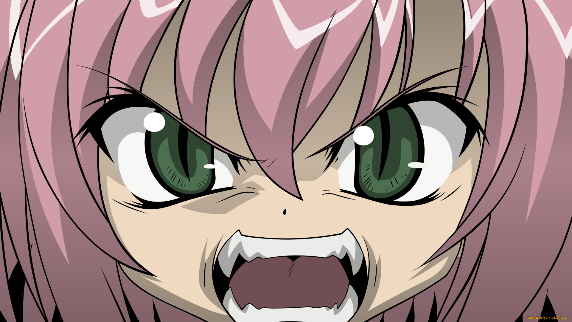 аниме, higurashi, no, naku, koro, ni, злость, зелёные, глаза, лицо, девушка