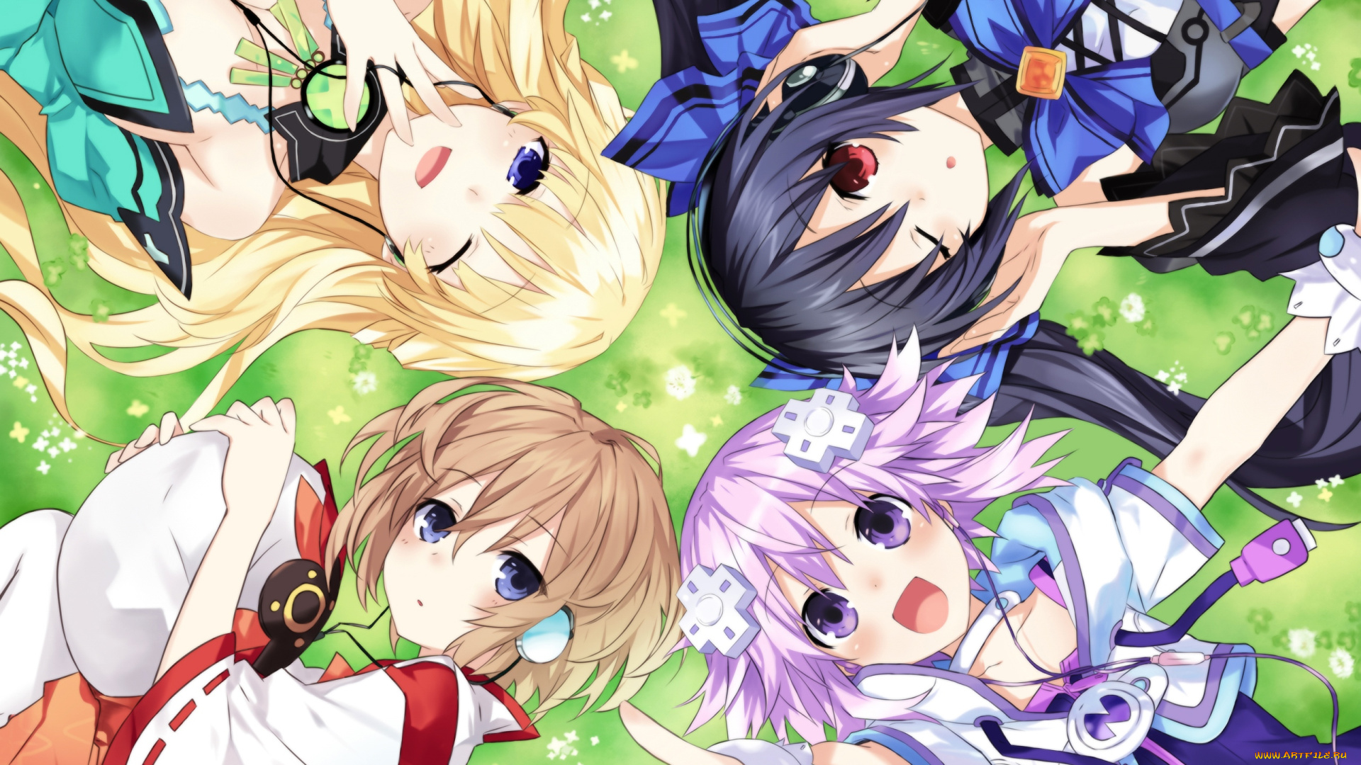 аниме, hyperdimension, neptunia, девочки, волосы, взгляд