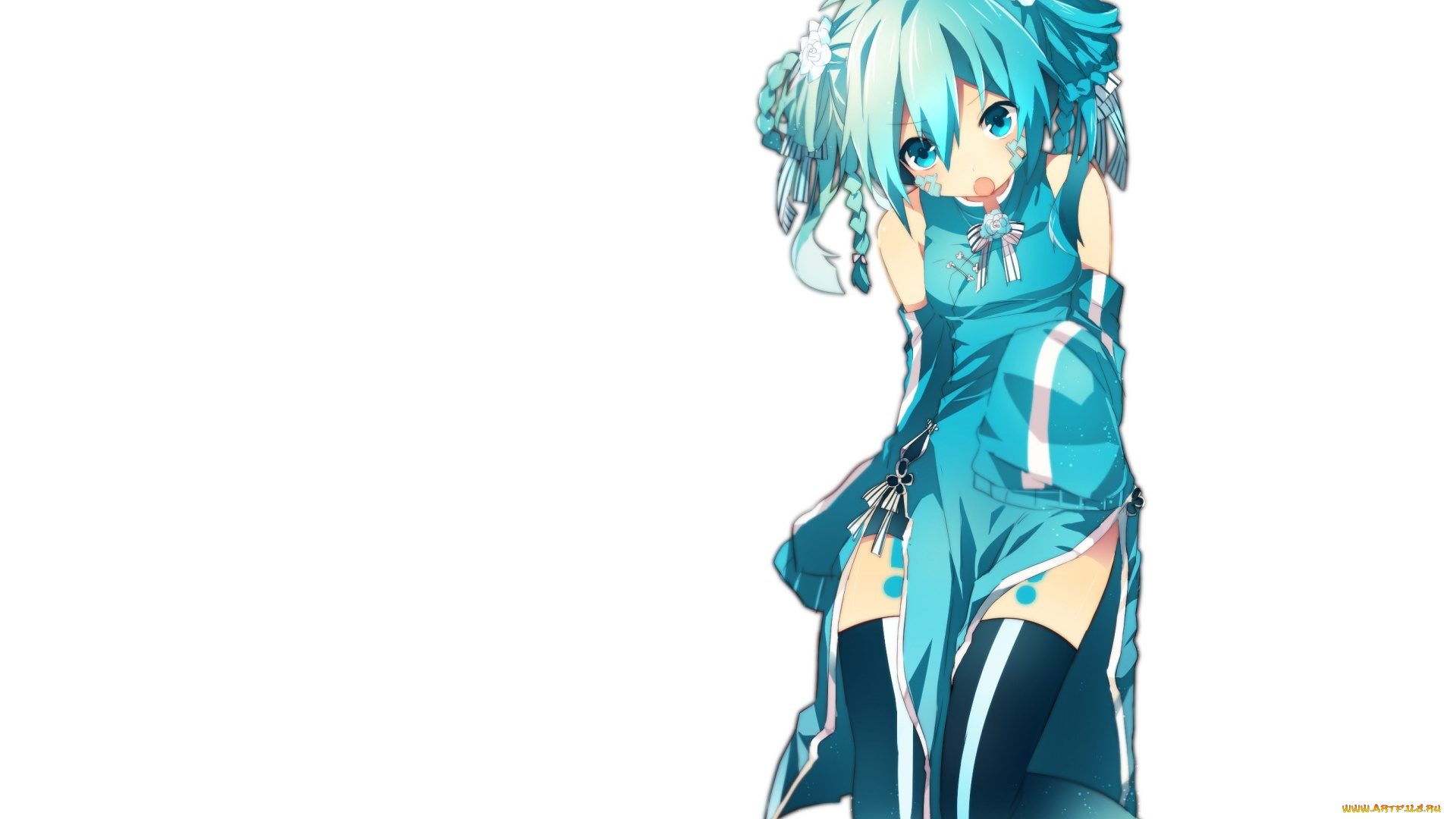 аниме, mekakucity, actors, взгляд, арт, белый, фон, девушка