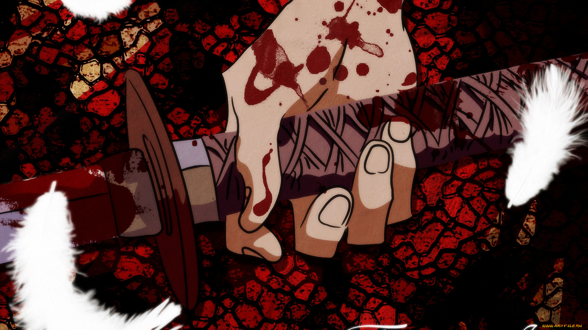 аниме, rurouni, kenshin, самурай, кровь, меч, рука