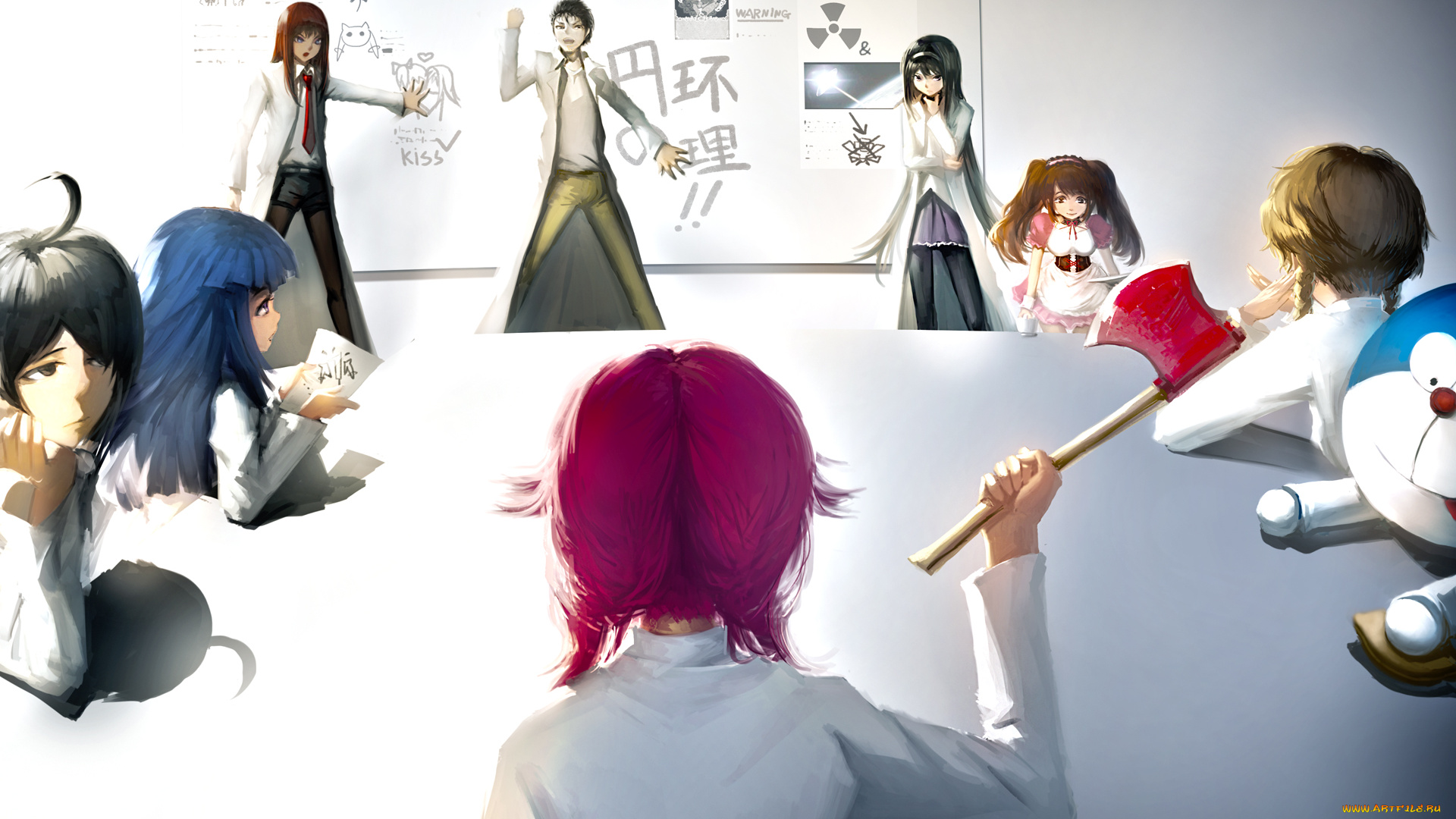 аниме, *unknown, , другое, парни, стол, арт, разное, девушки