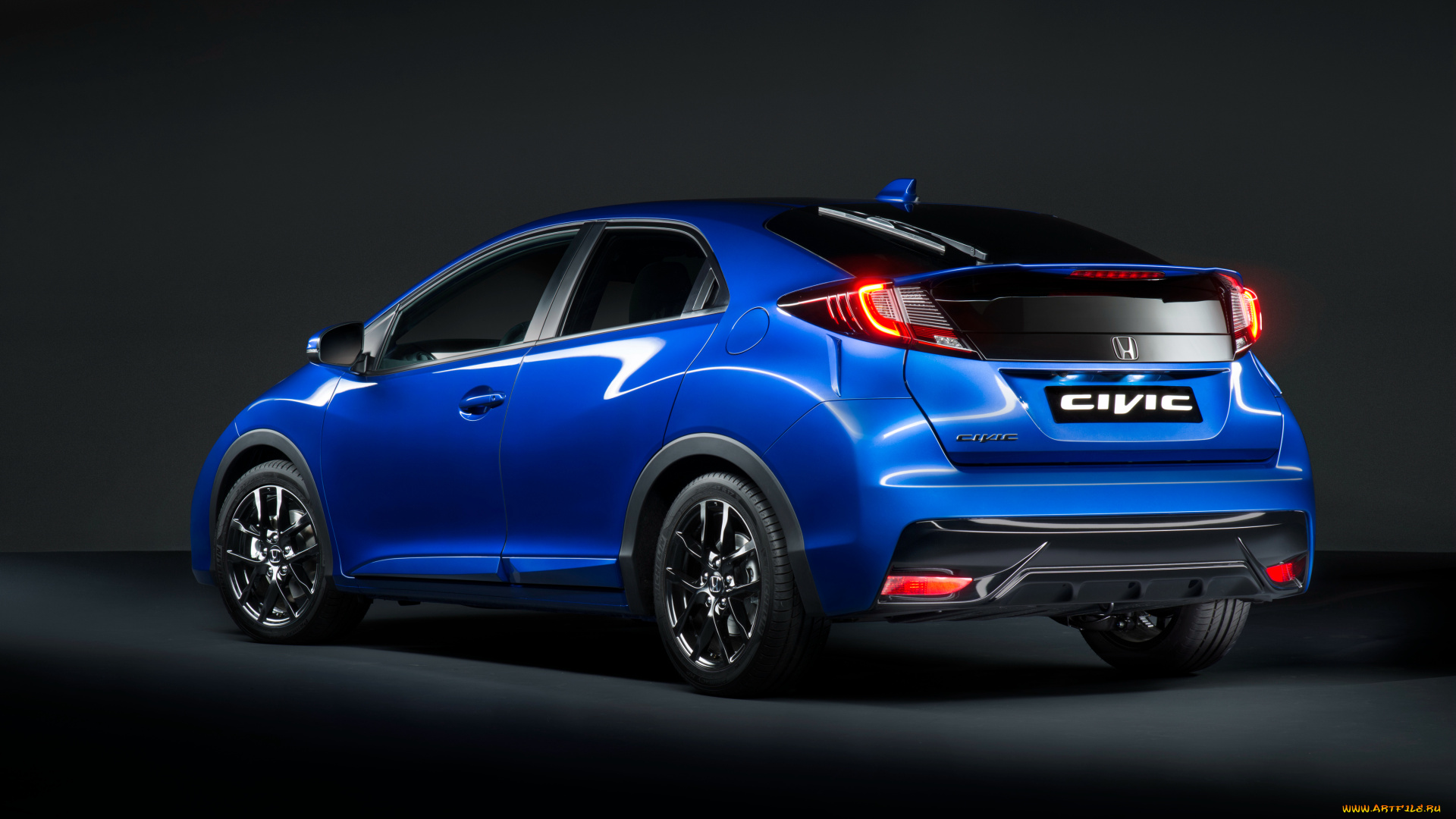 автомобили, honda, civic, 2014г, синий, sport