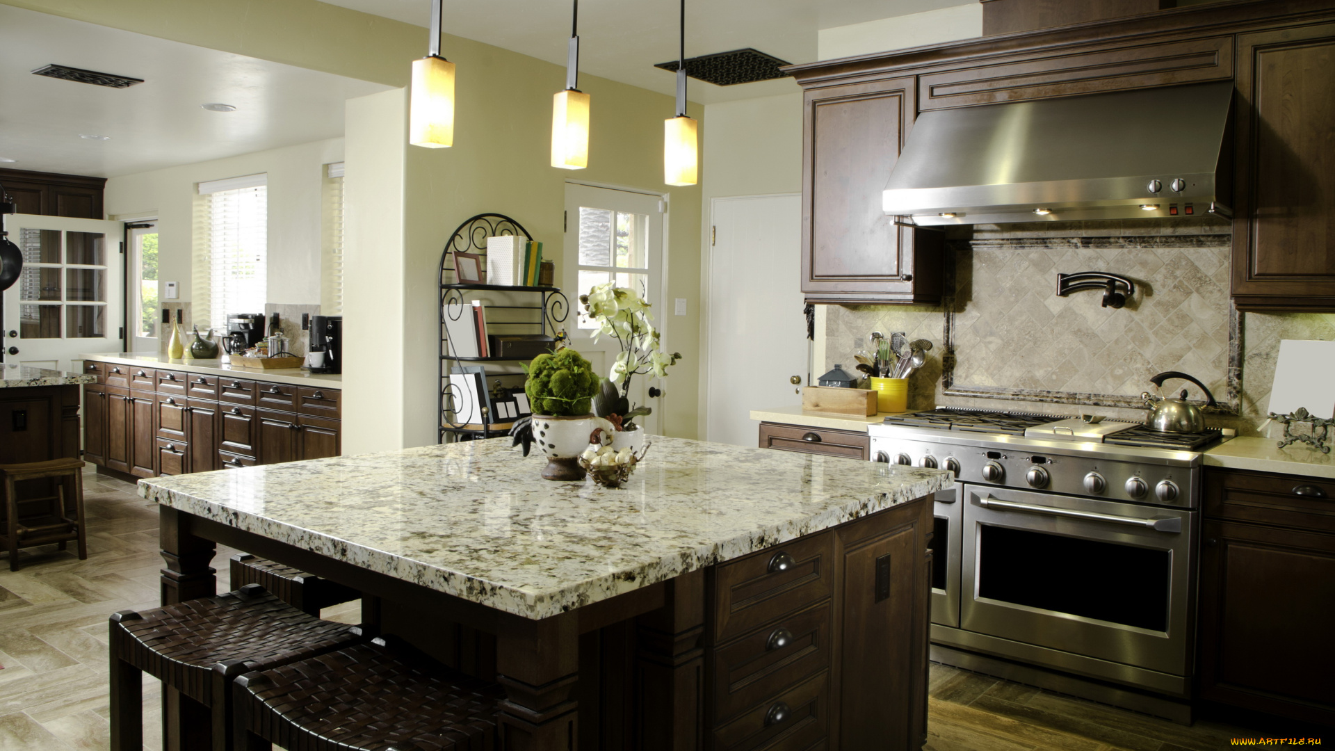 интерьер, кухня, дизайн, мебель, стол, плита