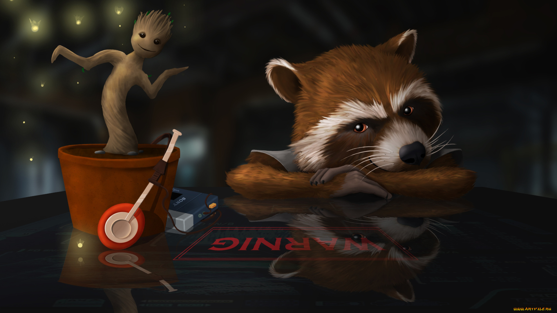 рисованные, кино, raccoon, guardians, of, the, galaxy, rocket, groot