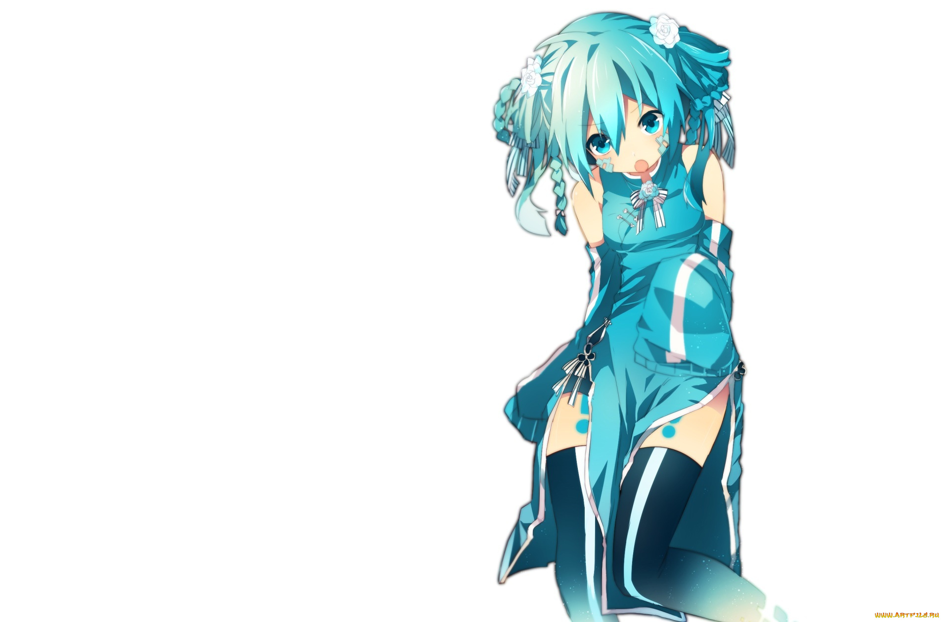 аниме, mekakucity, actors, взгляд, арт, белый, фон, девушка