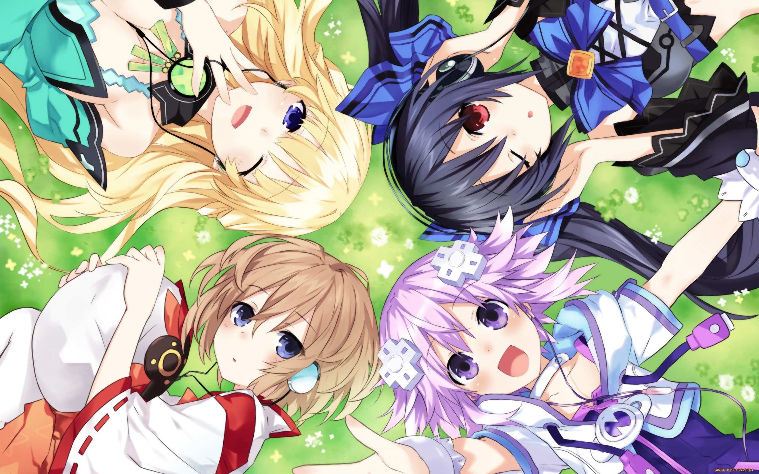 аниме, hyperdimension, neptunia, девочки, волосы, взгляд