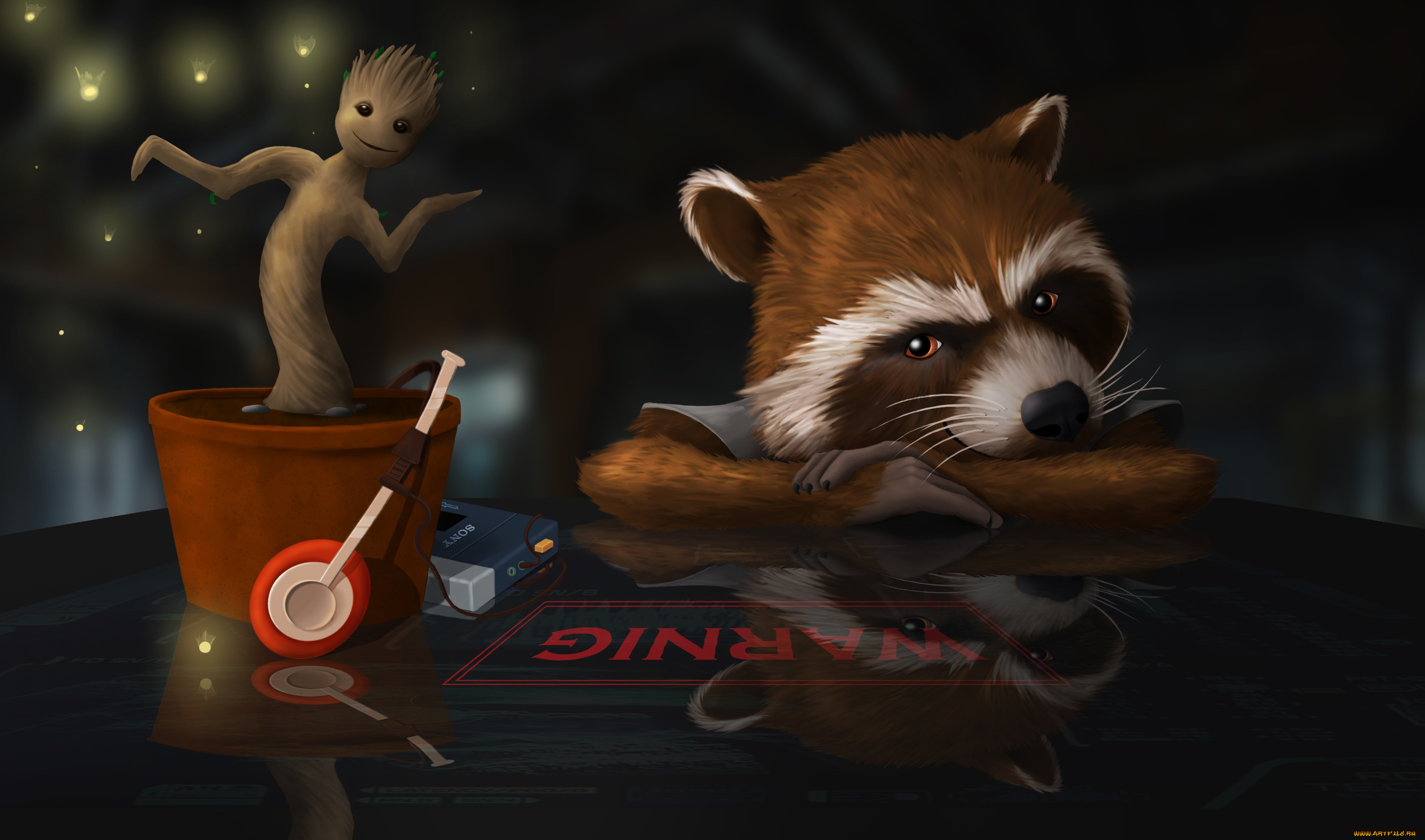 рисованные, кино, raccoon, guardians, of, the, galaxy, rocket, groot