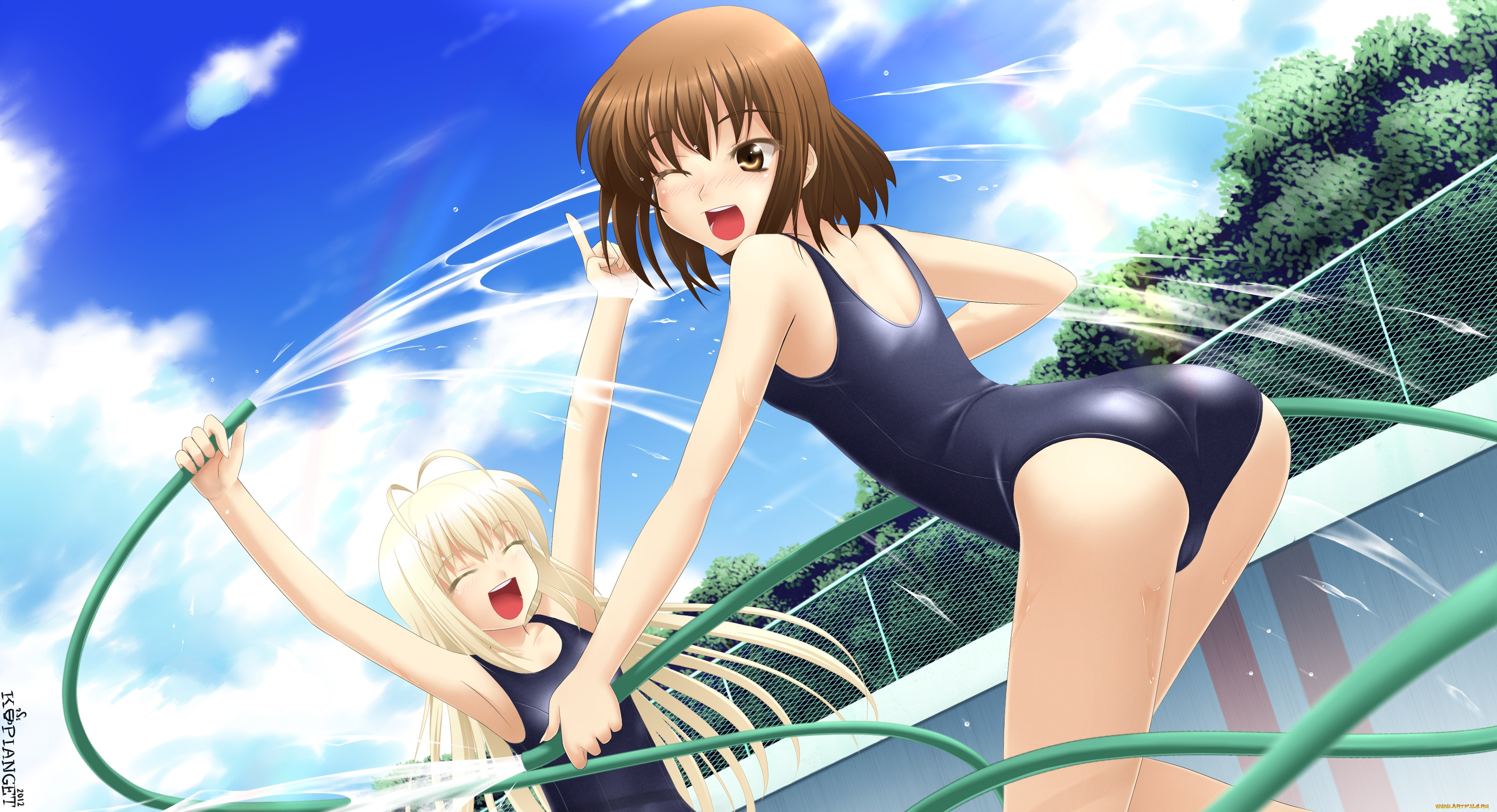 аниме, *unknown, , другое, вода, девушки, брызги