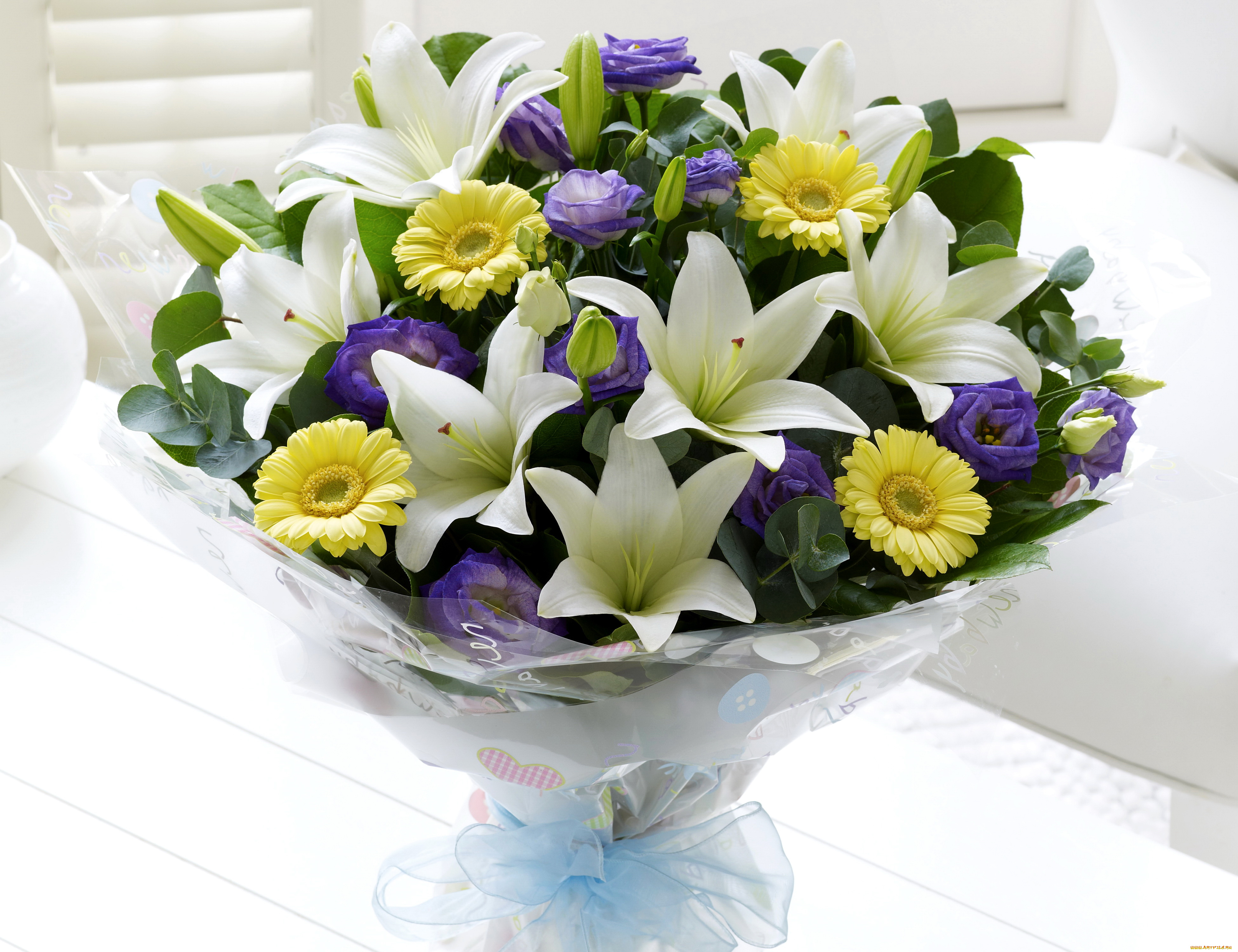 цветы, букеты, , композиции, эустома, лилии, букет, герберы