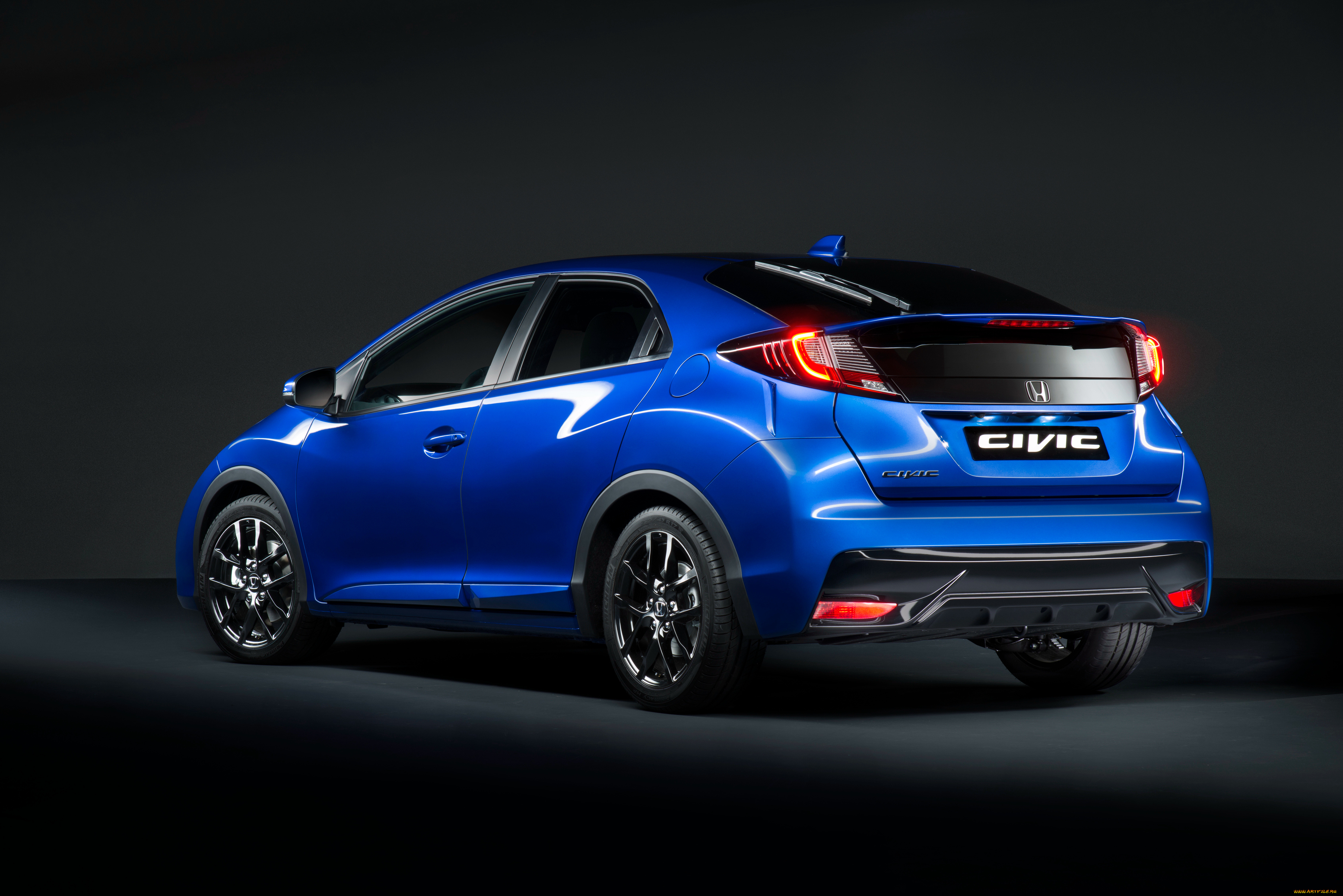 автомобили, honda, civic, 2014г, синий, sport
