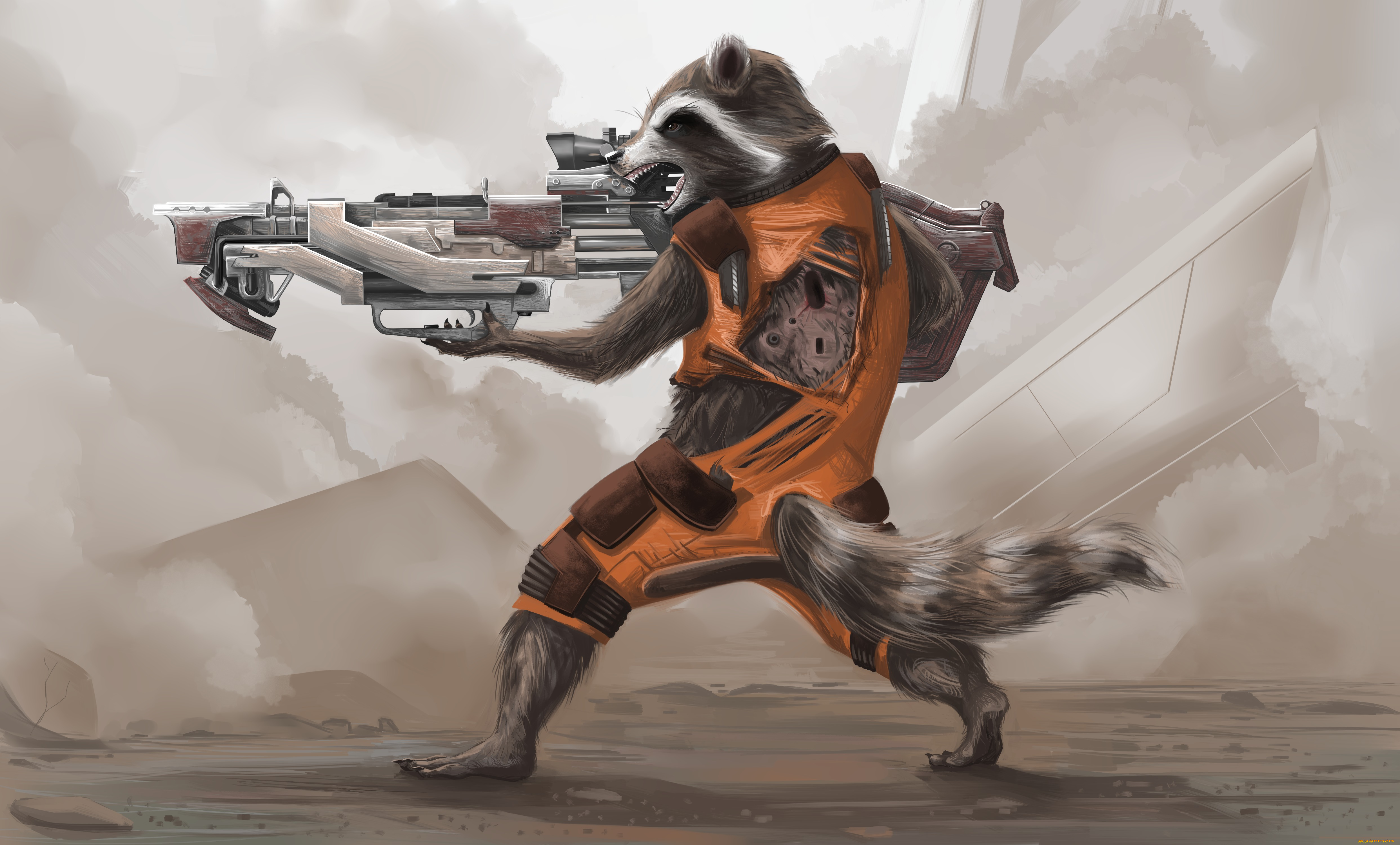 рисованные, кино, guardians, of, the, galaxy, art, енот, rocket, raccoon