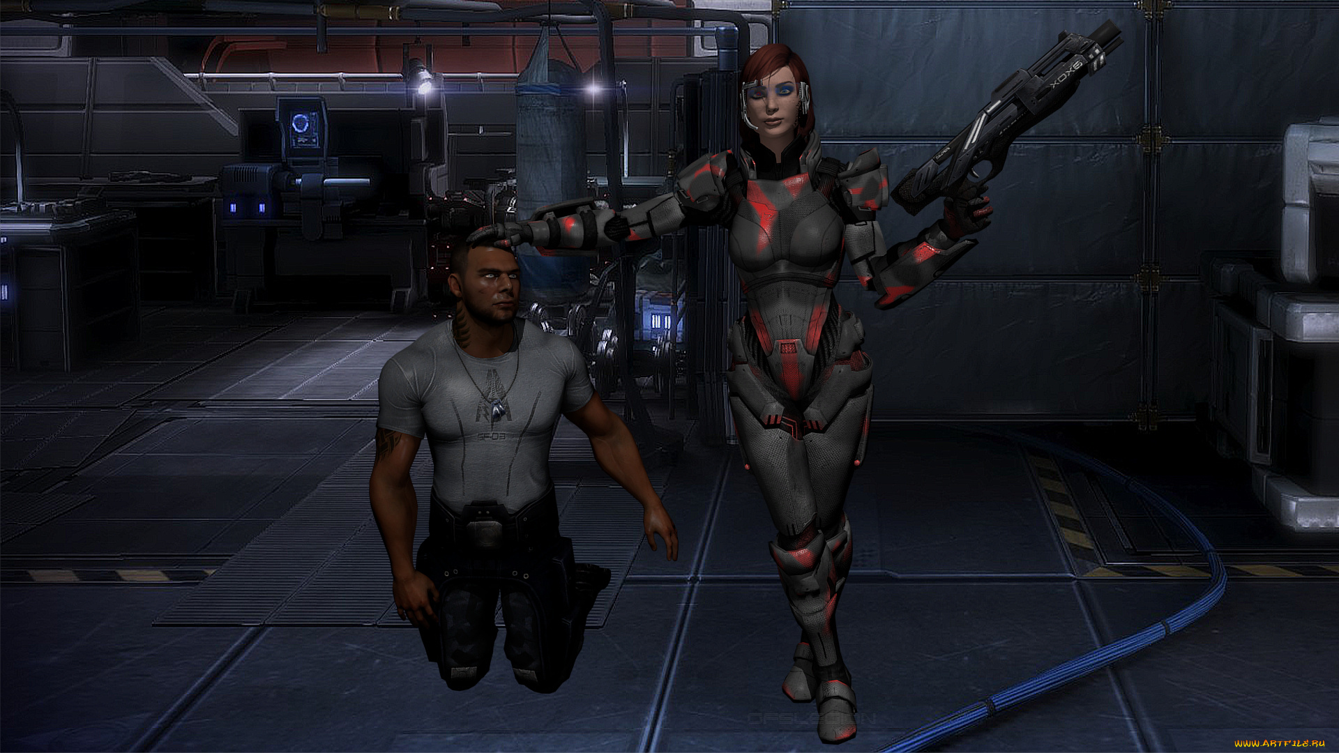 3д, графика, фантазия, , fantasy, девушка, взгляд, фон, оружие, мужчина