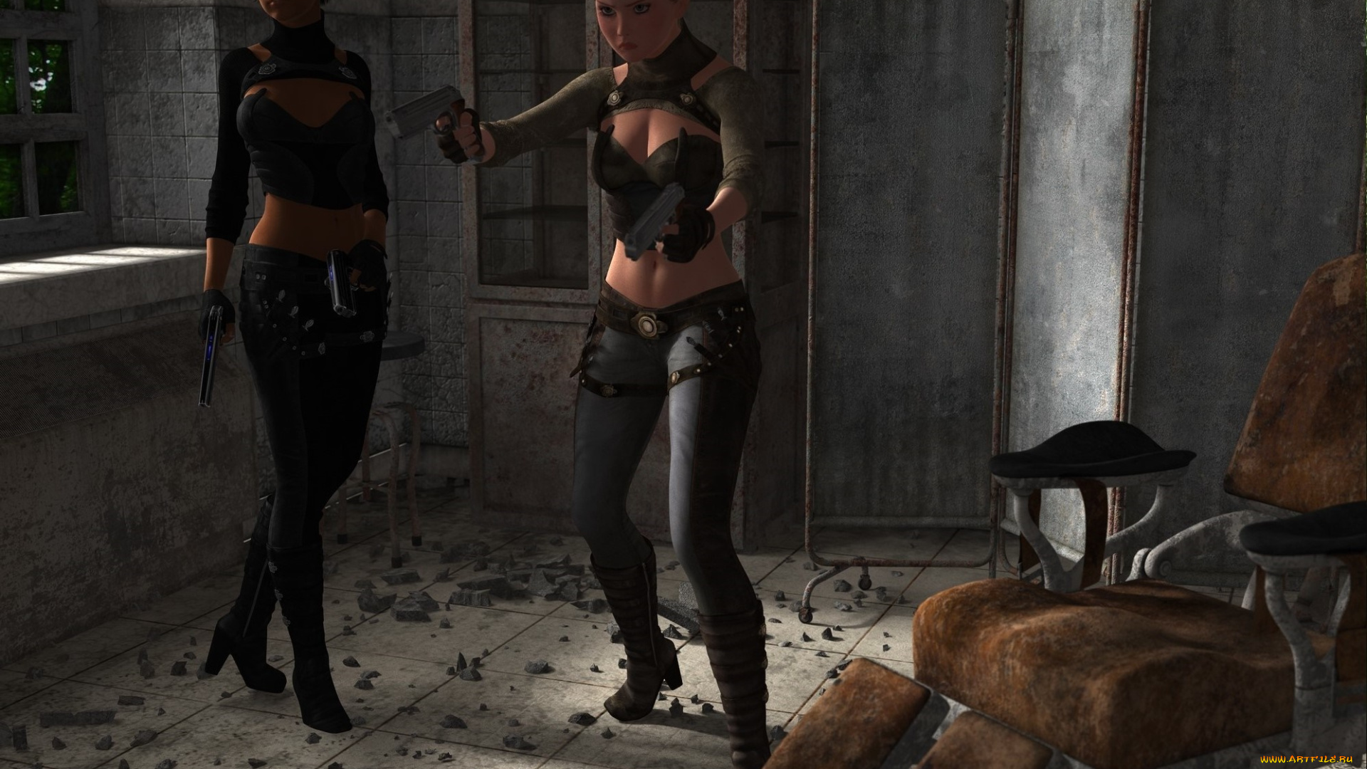 3д, графика, фантазия, , fantasy, оружие, фон, взгляд, девушки