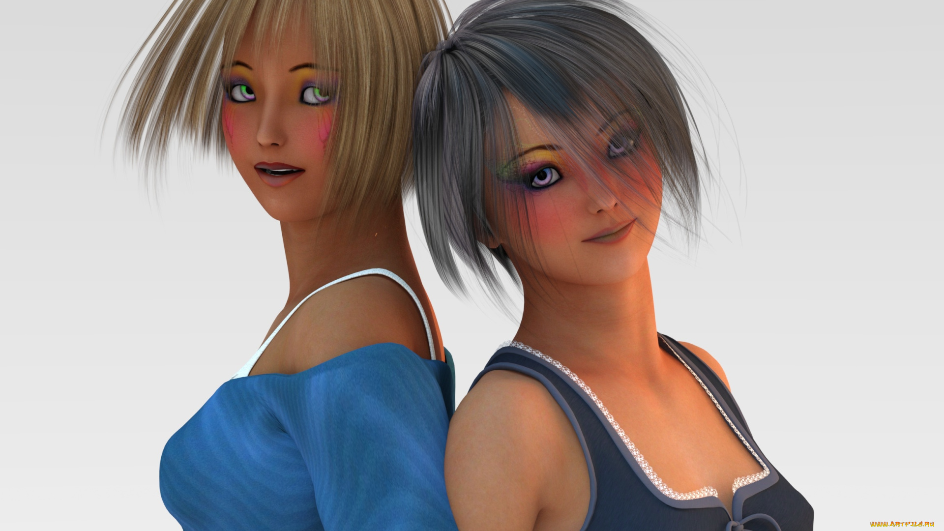 3д, графика, люди, , people, девушки, фон, взгляд