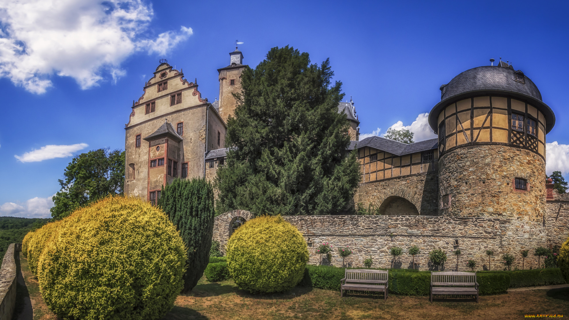 castle, burg, kronberg, in, germany, города, замки, германии, замок, стены, башни