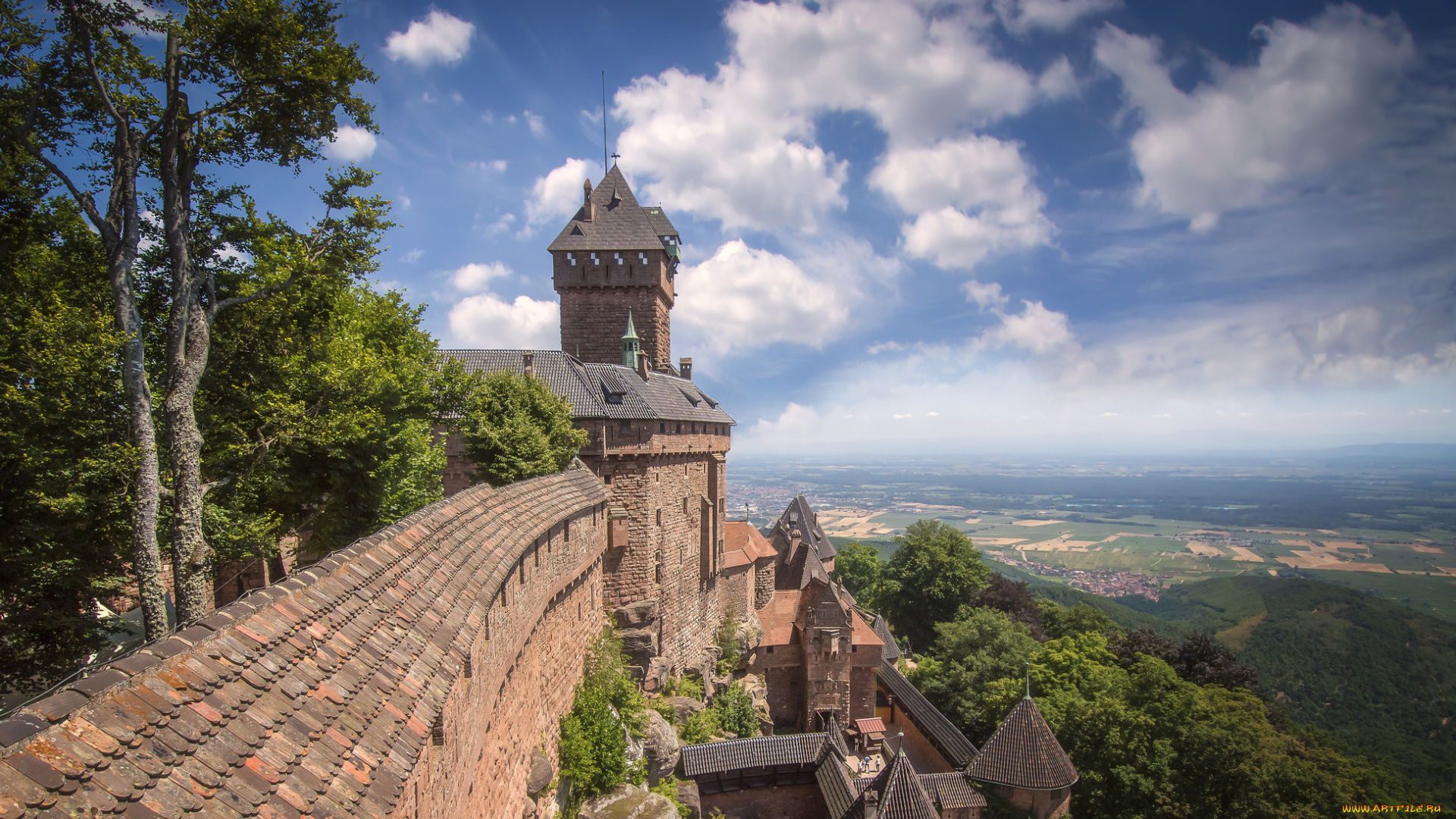 castle, ch&, 226, teau, du, haut-k&, 339, nigsbourg, in, alsace, , france, города, замки, франции, замок, обзор