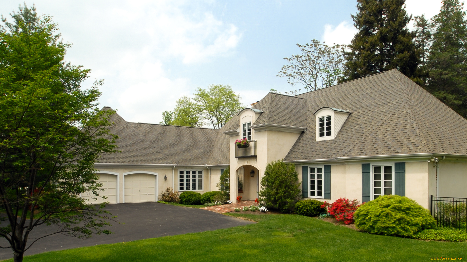 города, -, здания, , дома, трава, деревья, дом