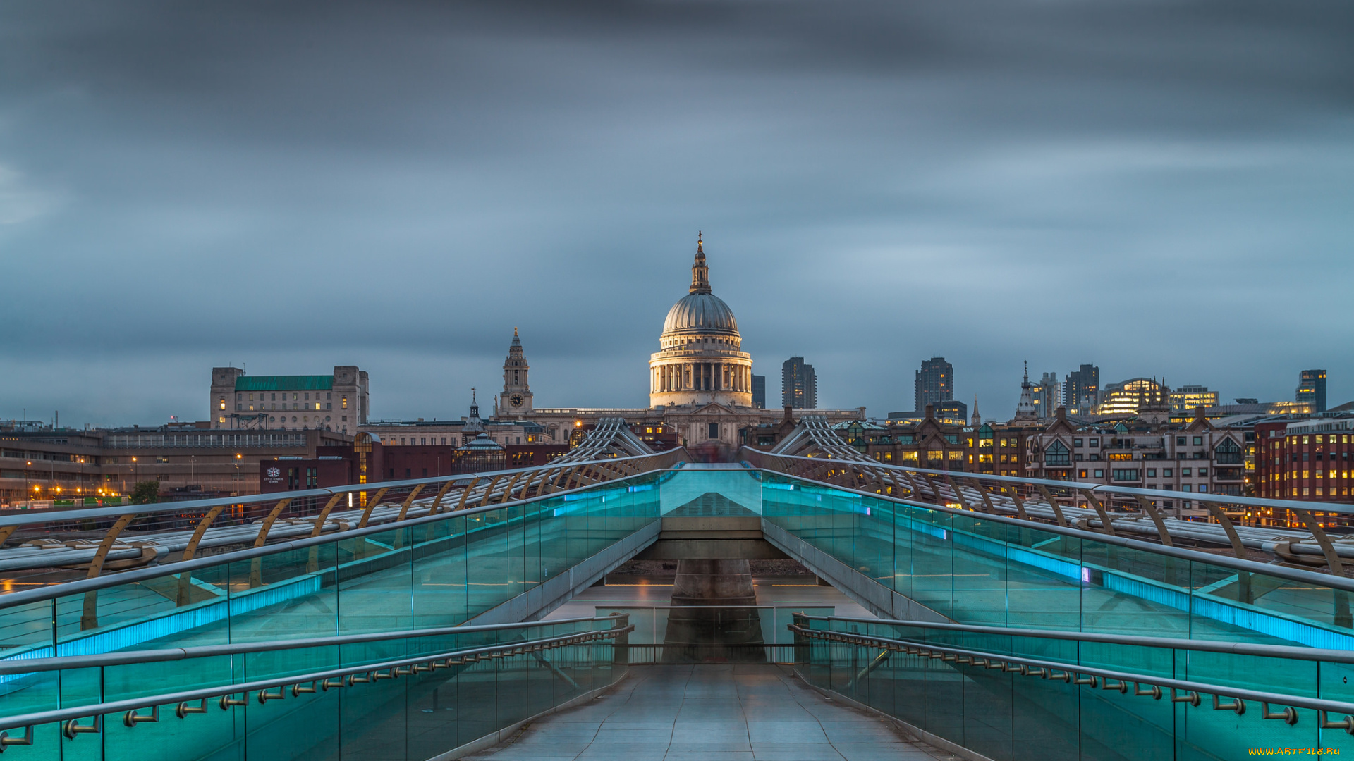 st, pauls, from, millenium, bridge, города, лондон, , великобритания, собор, мост