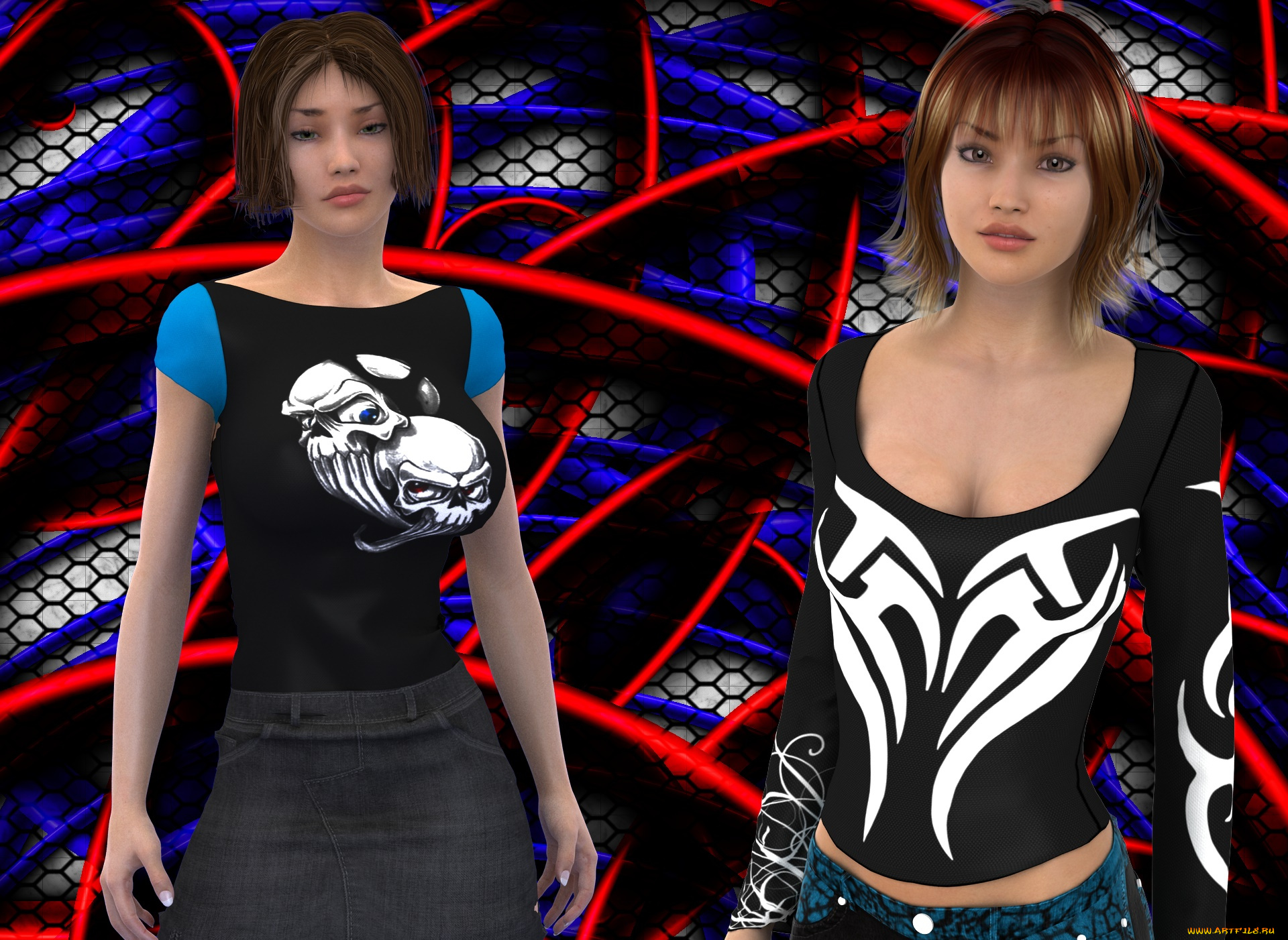 3д, графика, люди, , people, девушки, взгляд, фон