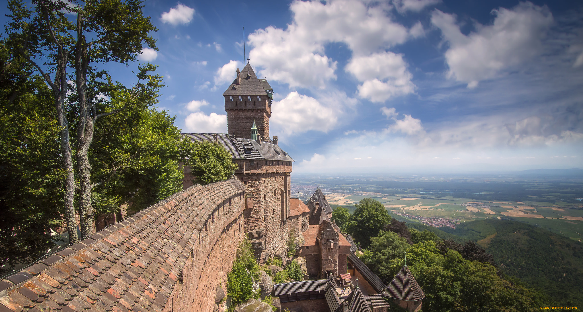 castle, ch&, 226, teau, du, haut-k&, 339, nigsbourg, in, alsace, , france, города, замки, франции, замок, обзор