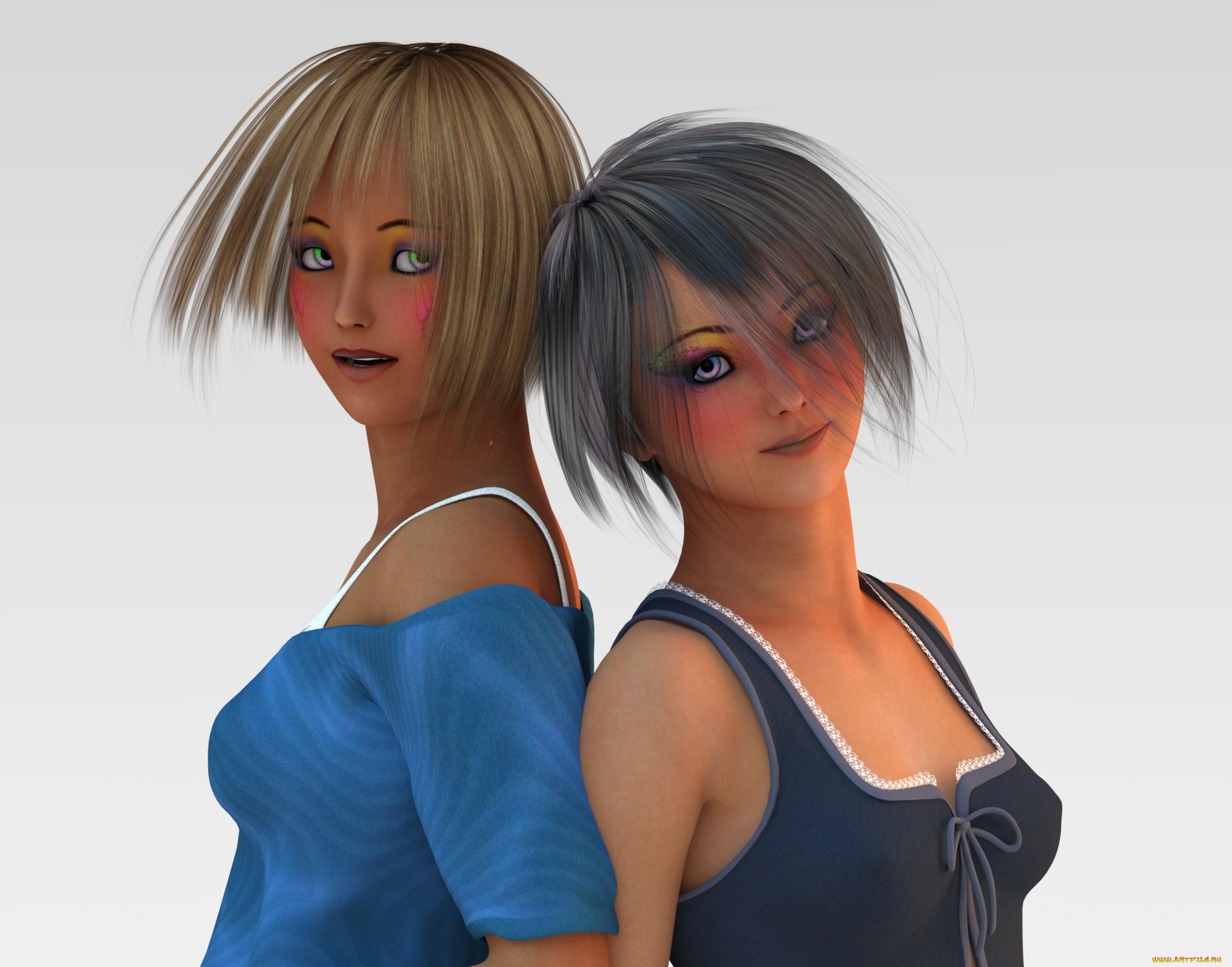 3д, графика, люди, , people, девушки, фон, взгляд