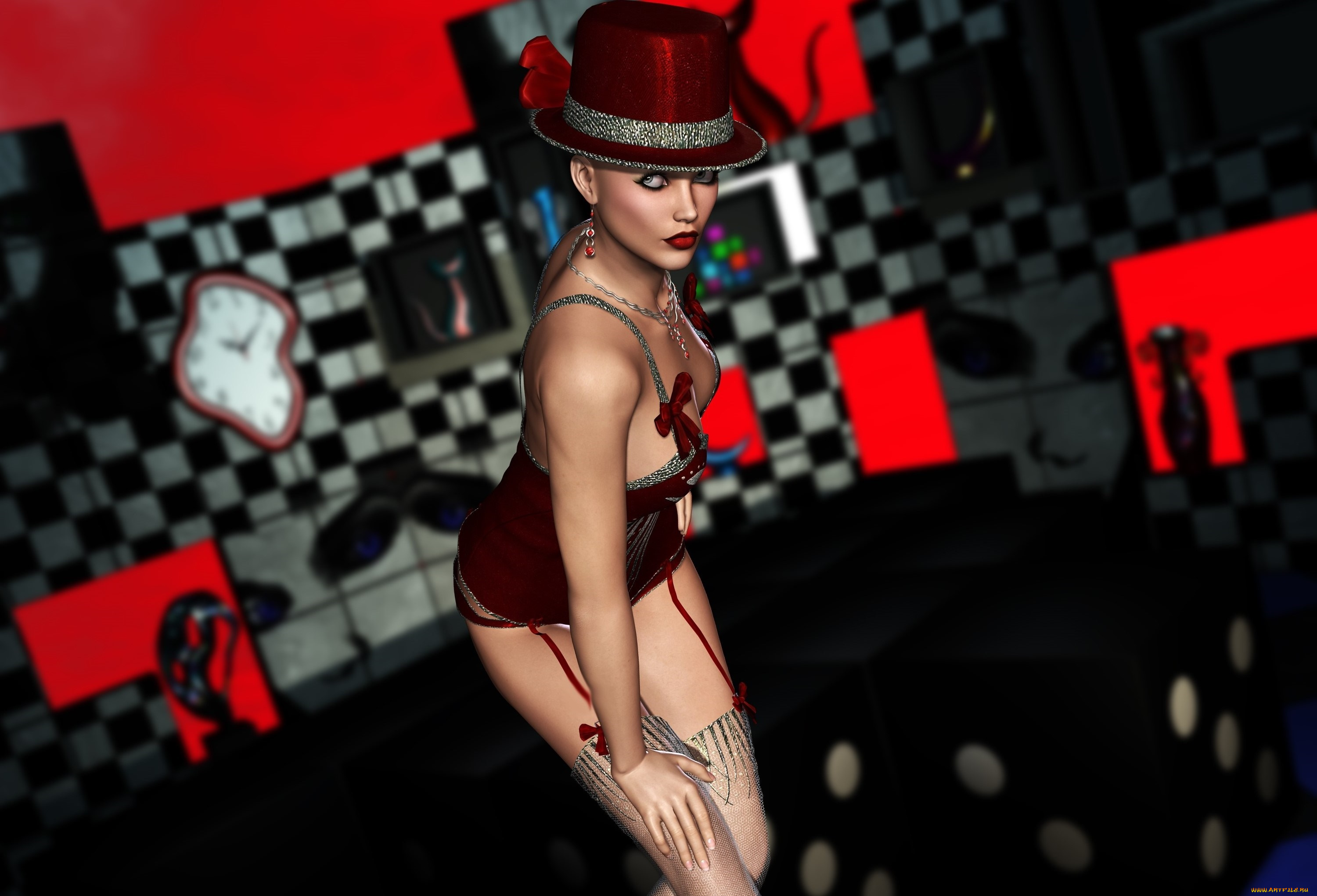 3д, графика, люди, , people, шляпа, фон, взгляд, девушка