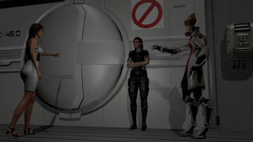 обоя 3д графика, фантазия , fantasy, девушки, взгляд, фон, существо