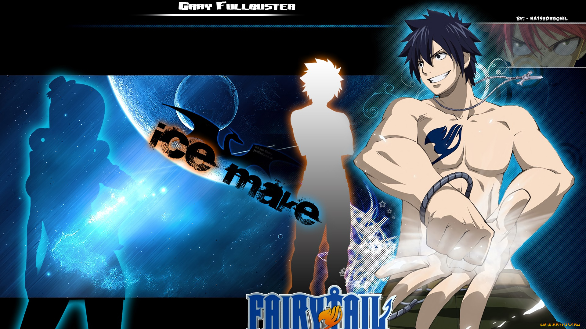 аниме, fairy, tail, парень, взгляд, фон