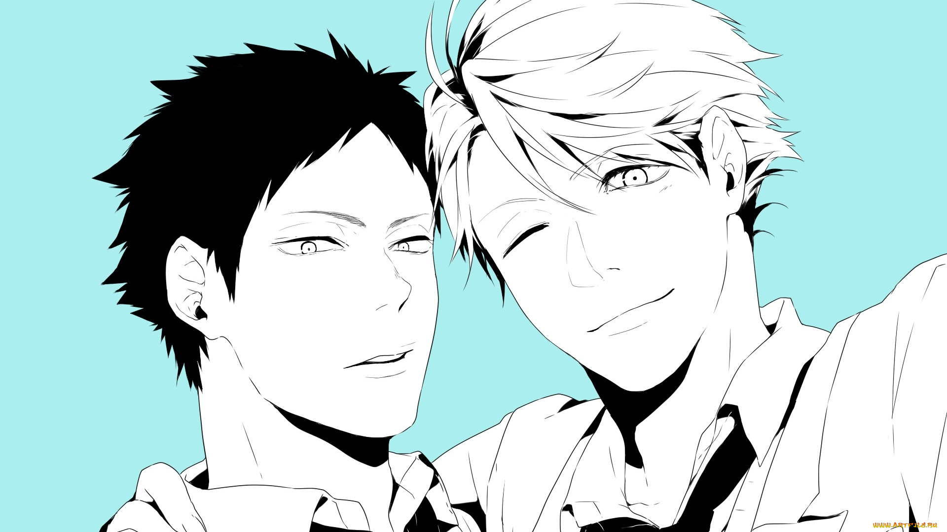 аниме, haikyuu, волейбол, парни