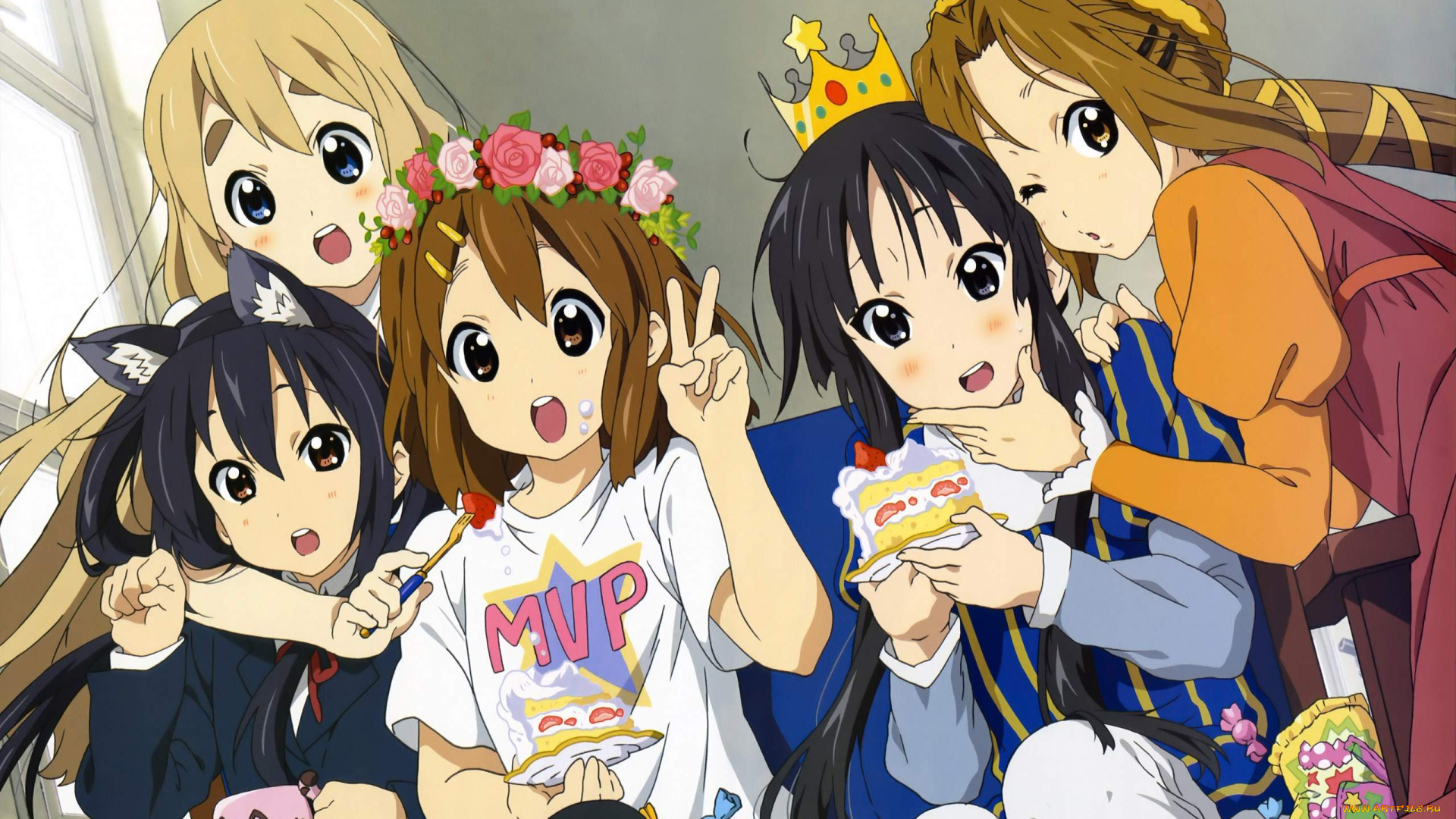 аниме, k-on, фон, взгляд, девушки