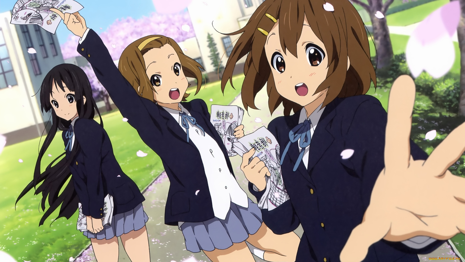 аниме, k-on, взгляд, фон, девушки