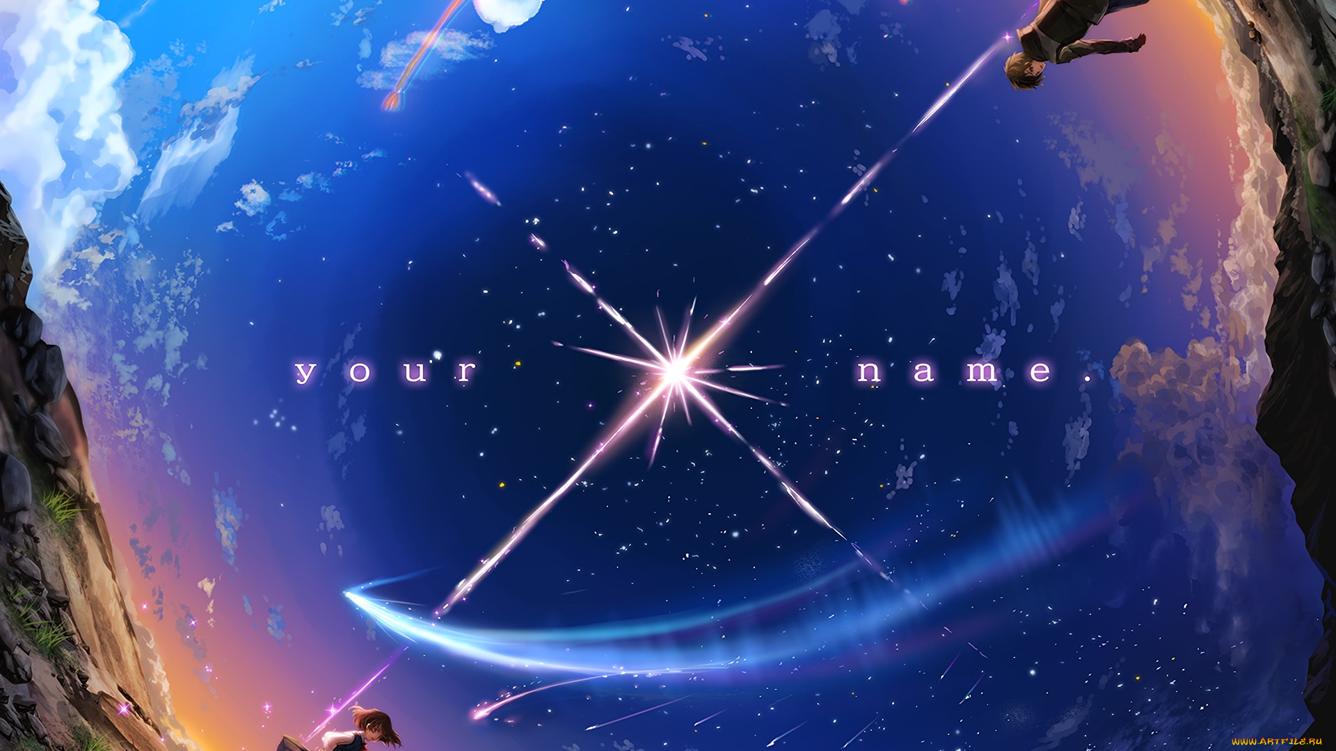 аниме, kimi, no, na, wa, фон, взгляд, девушка