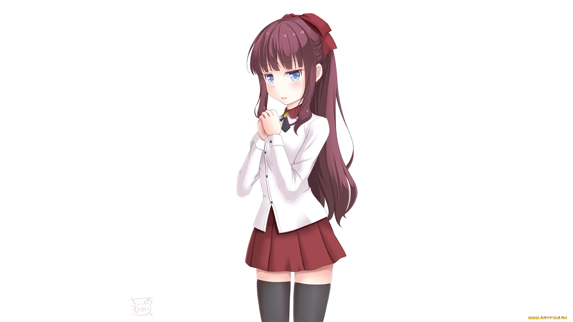 аниме, new, game, девушка, взгляд, фон