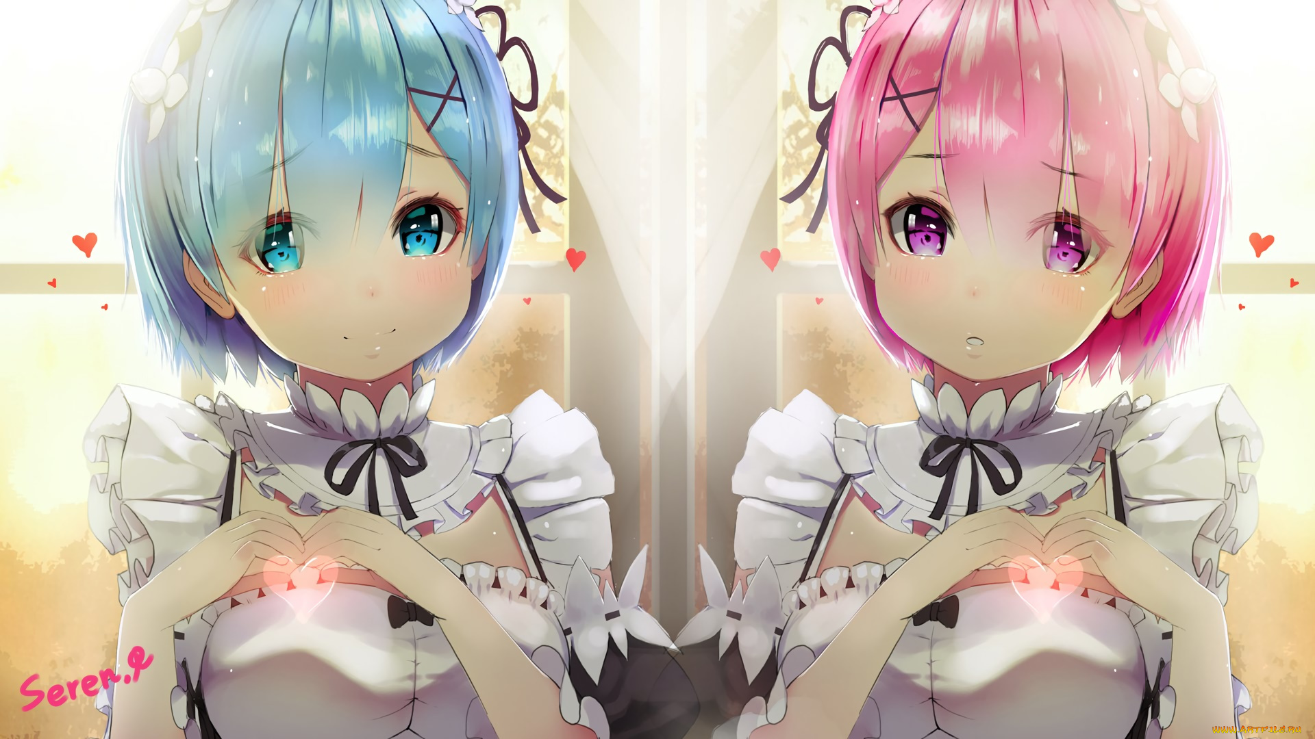 аниме, re, , zero, kara, hajimeru, isekai, seikatsu, взгляд, девушки, фон