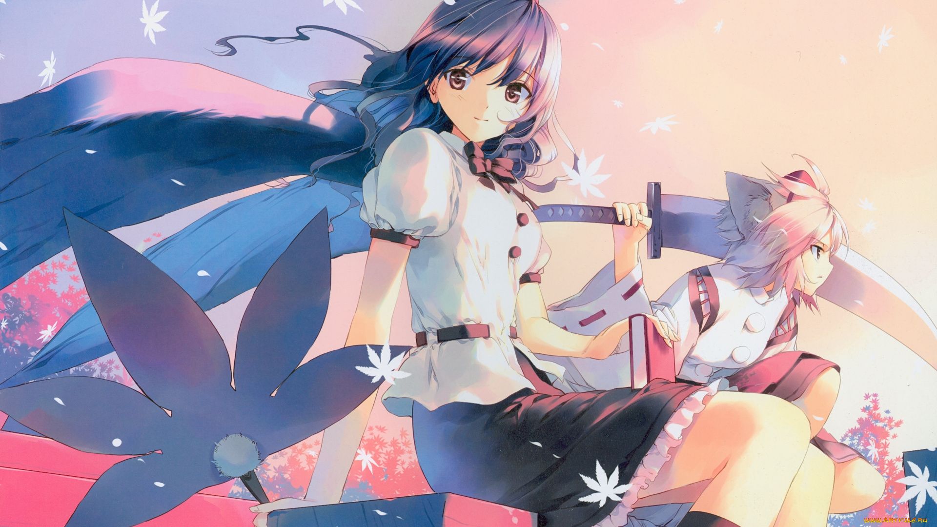 аниме, touhou, фон, взгляд, девушка