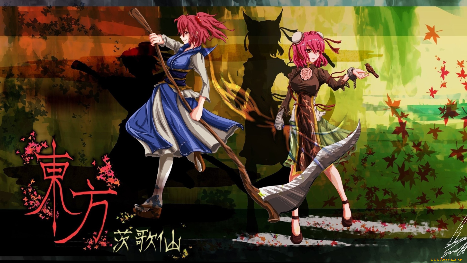 аниме, touhou, фон, взгляд, девушка