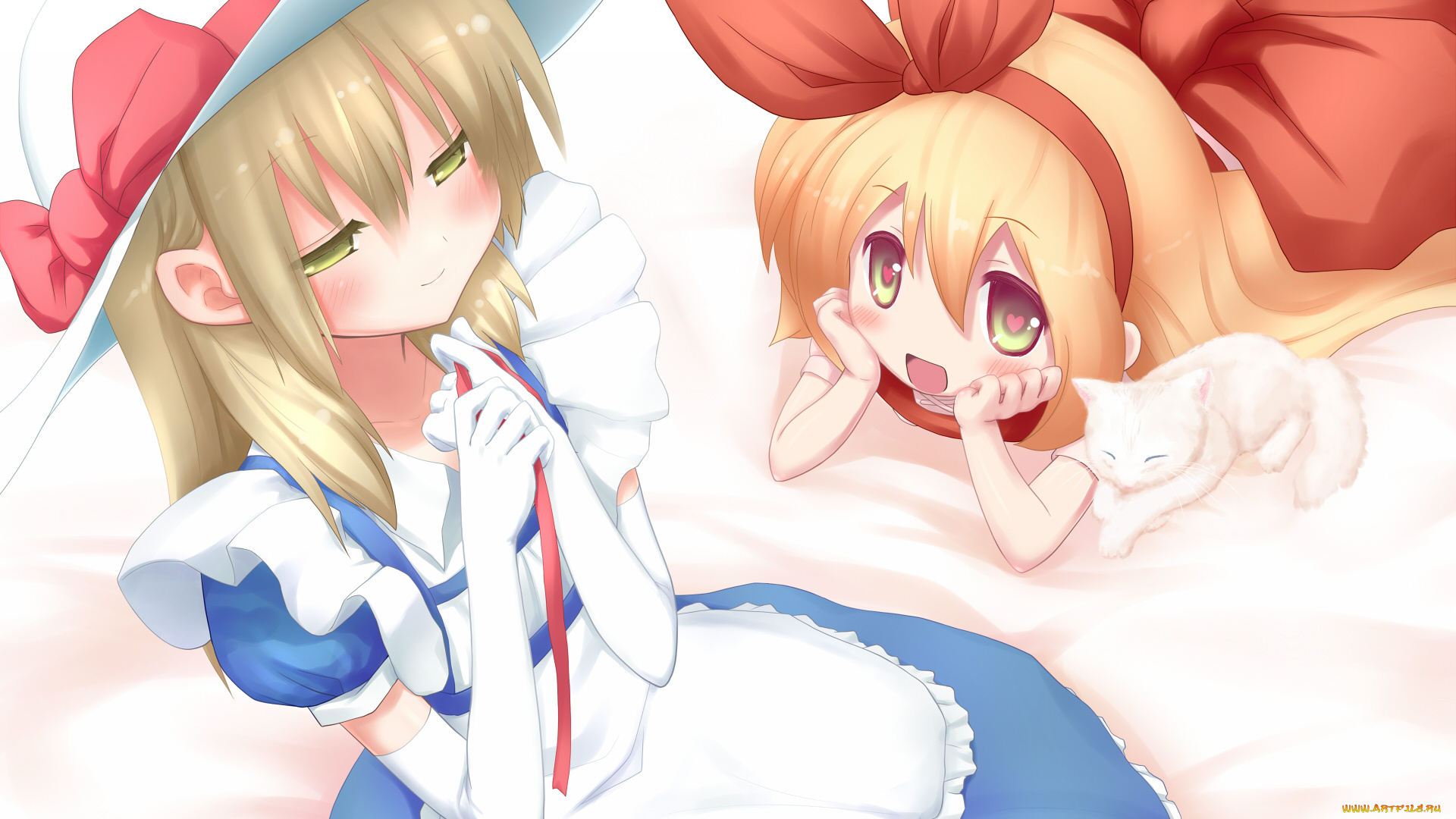 аниме, touhou, фон, взгляд, девушки