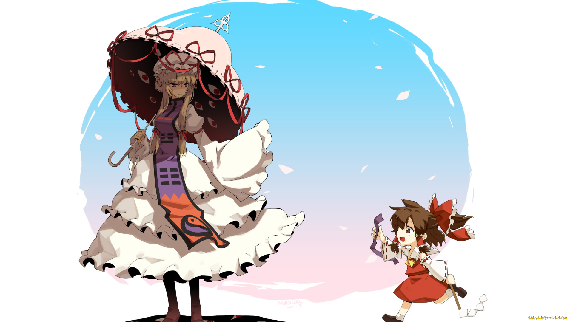 аниме, touhou, взгляд, девушка, фон