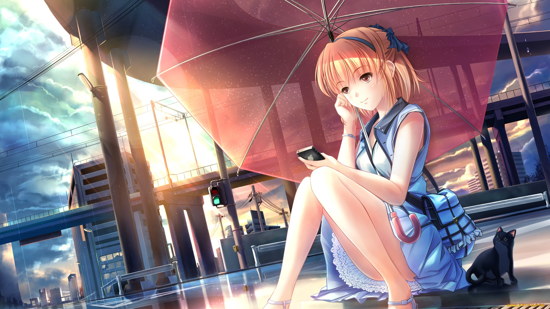 аниме, unknown, , другое, девушка, взгляд, фон