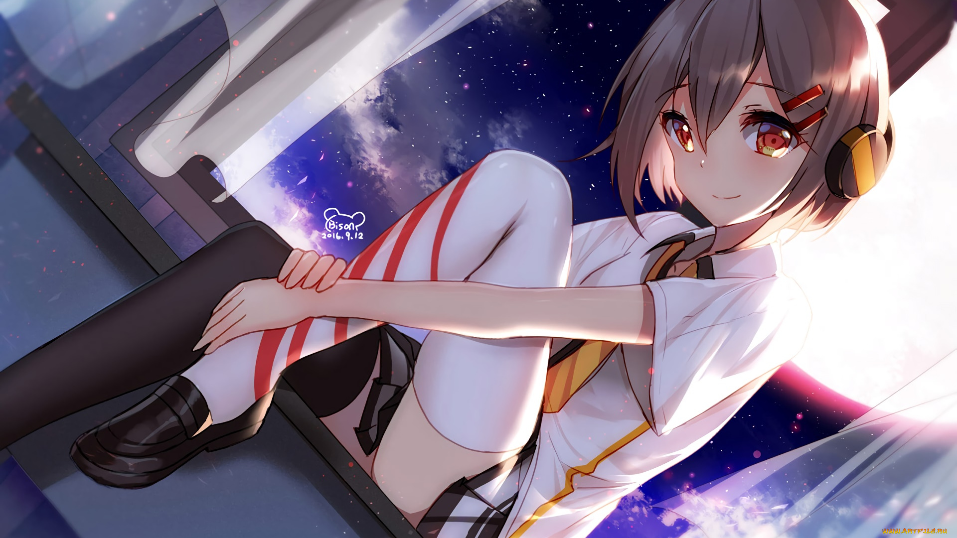 аниме, unknown, , другое, фон, взгляд, девушка