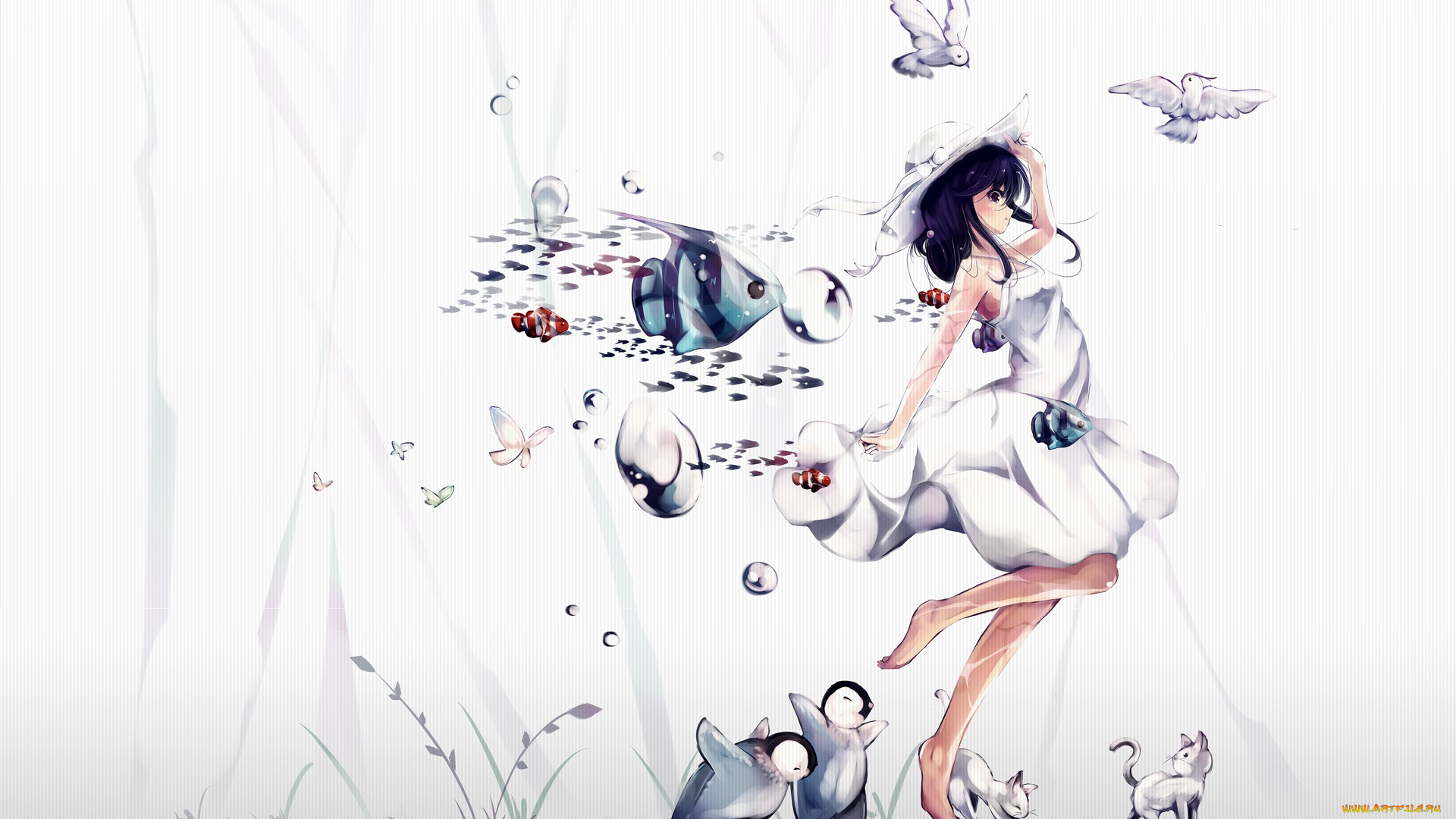 аниме, животные, , существа, девушка