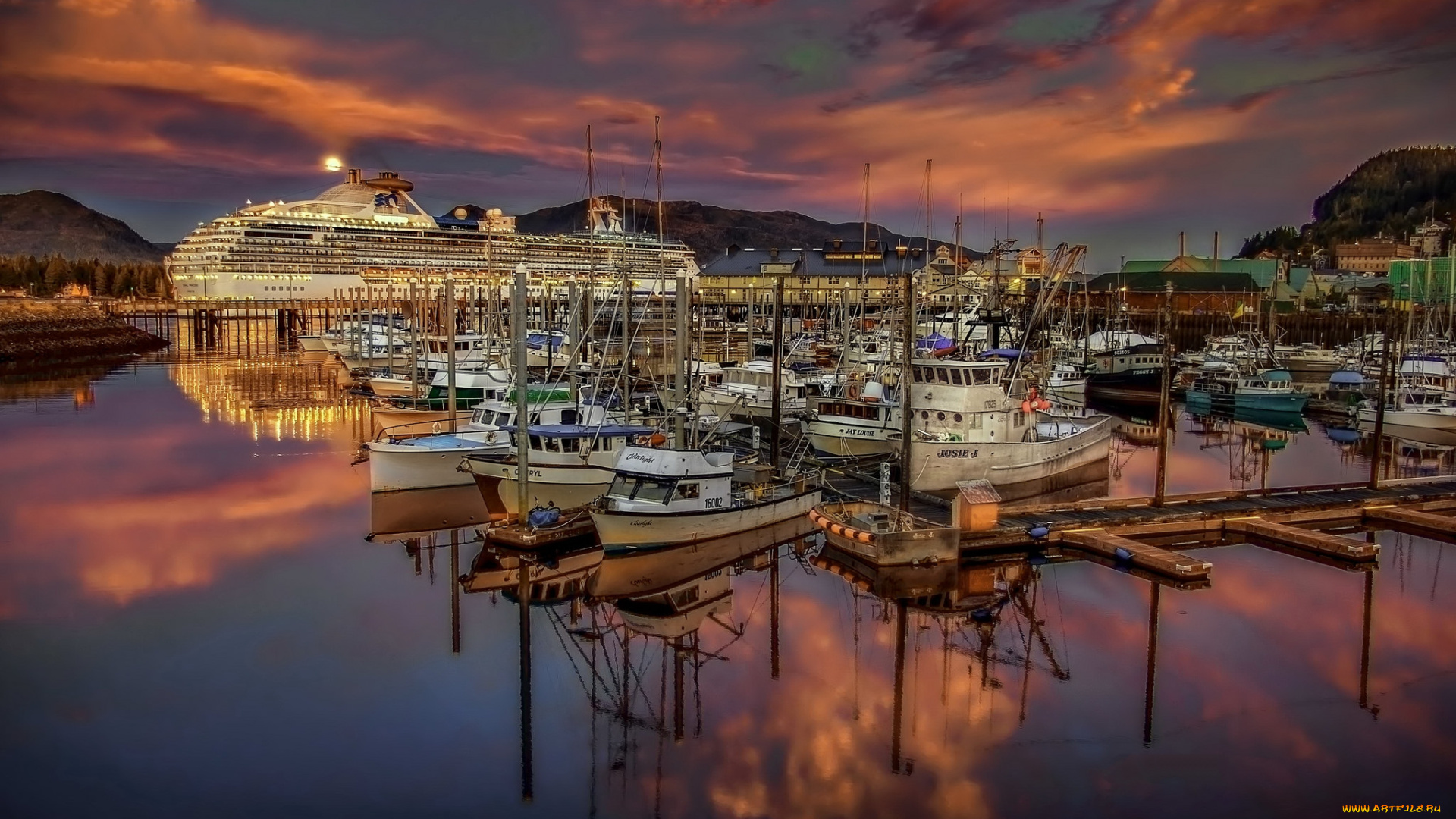 корабли, разные, вместе, порт