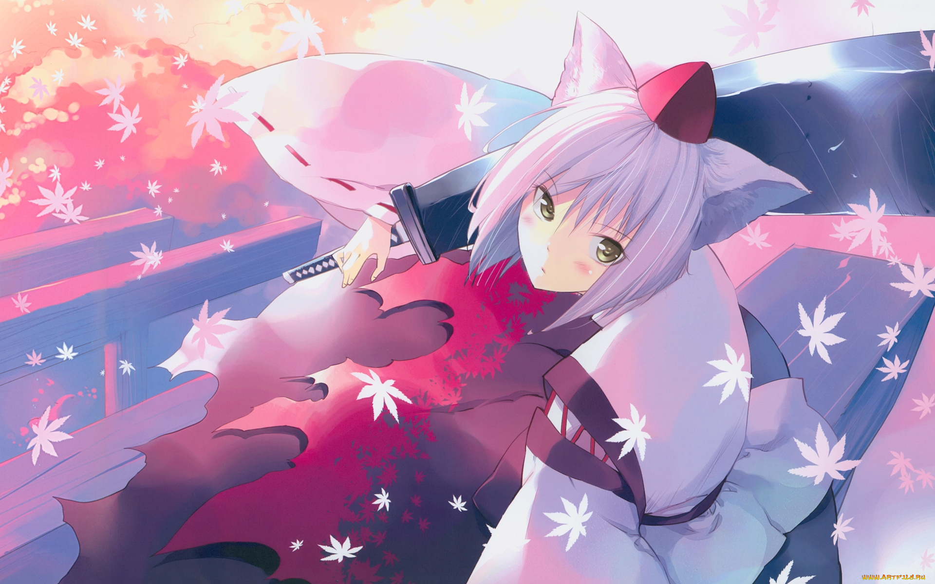 аниме, touhou, фон, взгляд, девушка