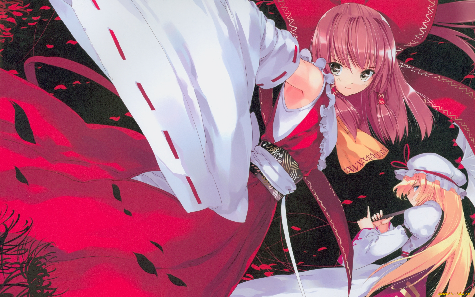 аниме, touhou, взгляд, девушка, фон